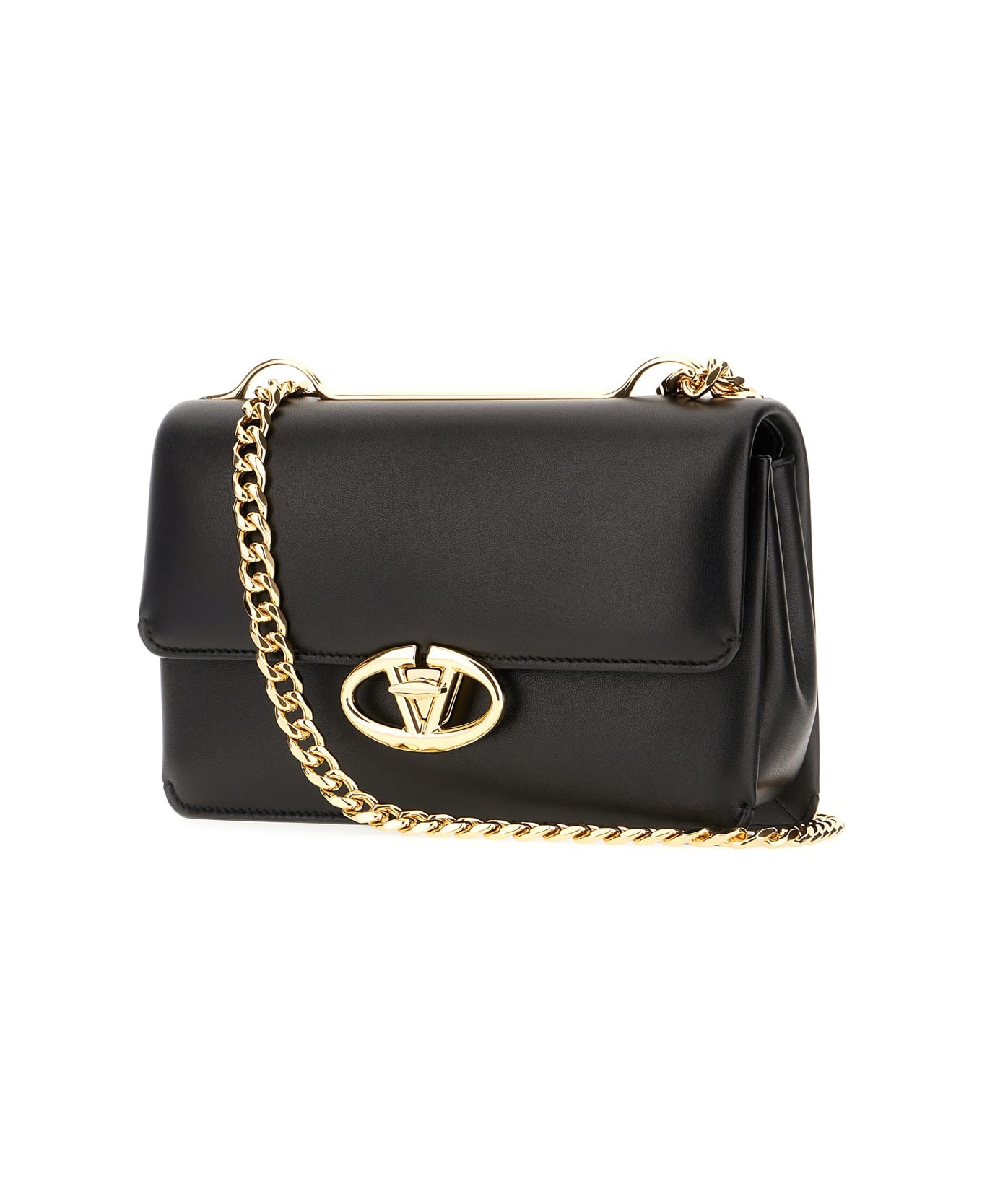 Black Nappa Leather Vlogo Crossbody Bag - 2