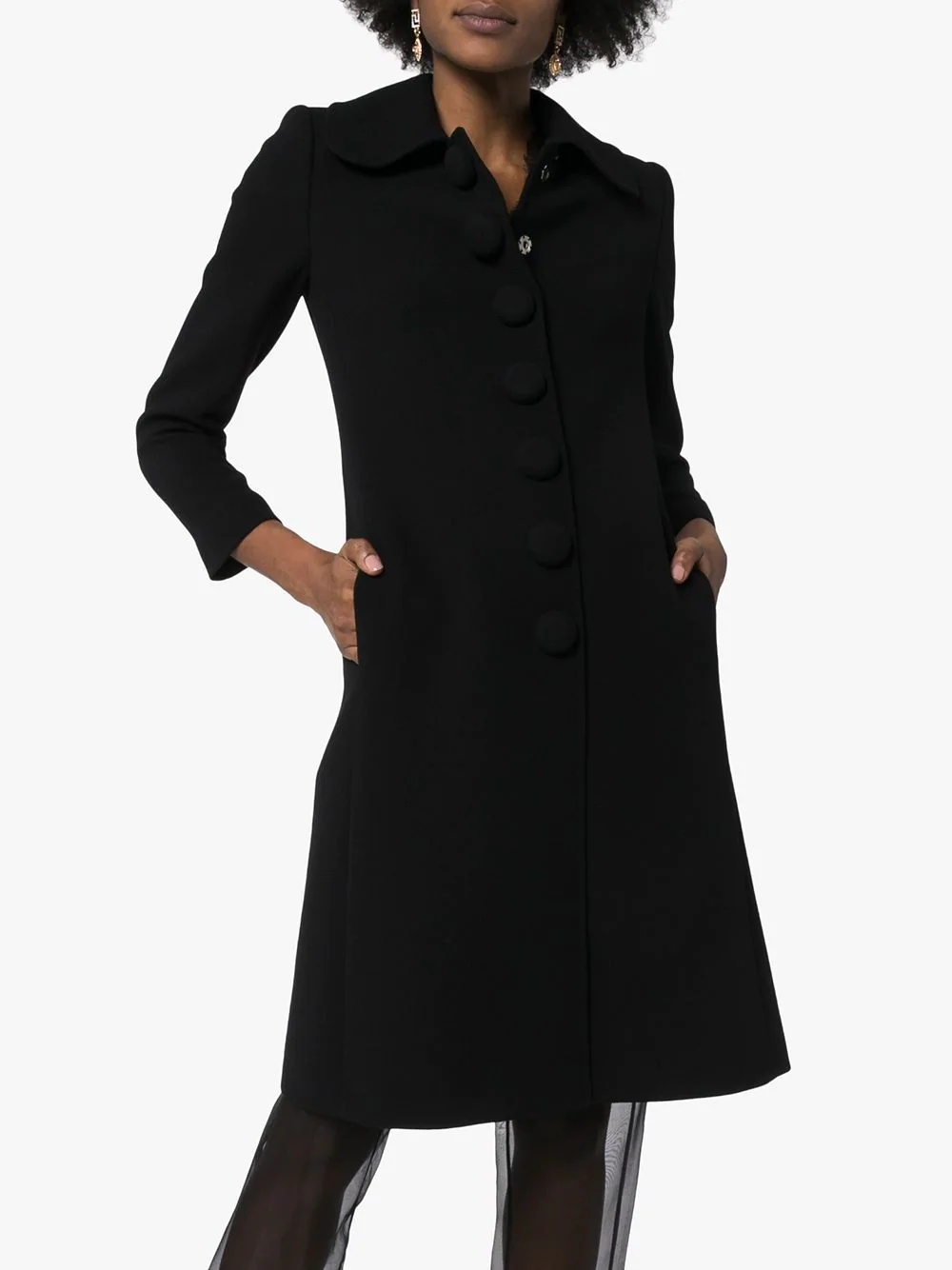 single-breasted mid-length coat - 3