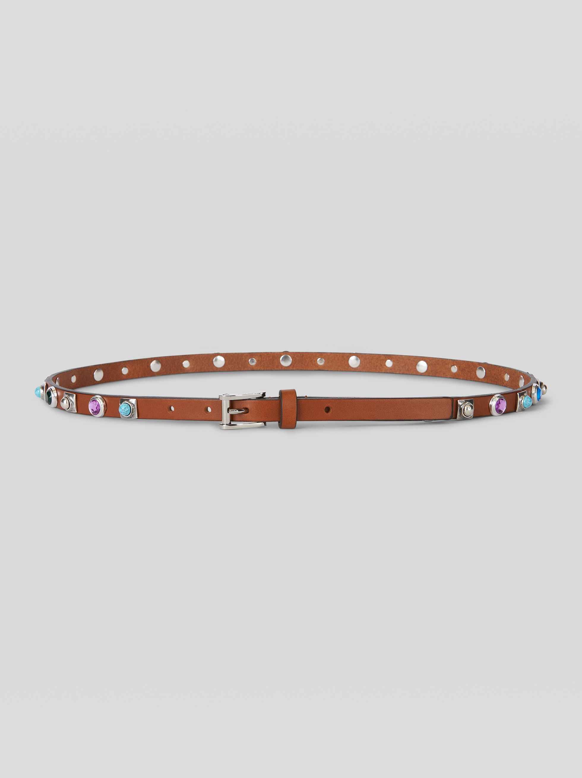 LEATHER BELT WITH MULTI-COLOURED STUDS - 1