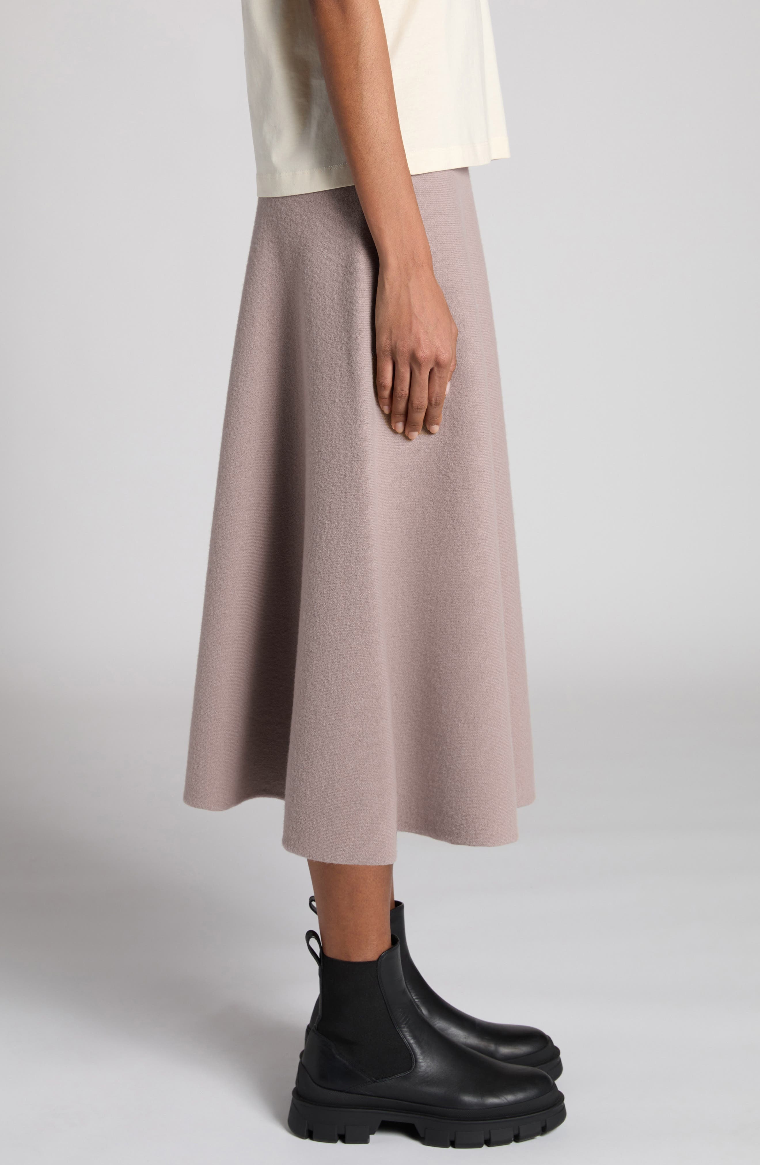 Moncler Wool Blend Midi Sweater Skirt in Pink Taupe at Nordstrom - 4