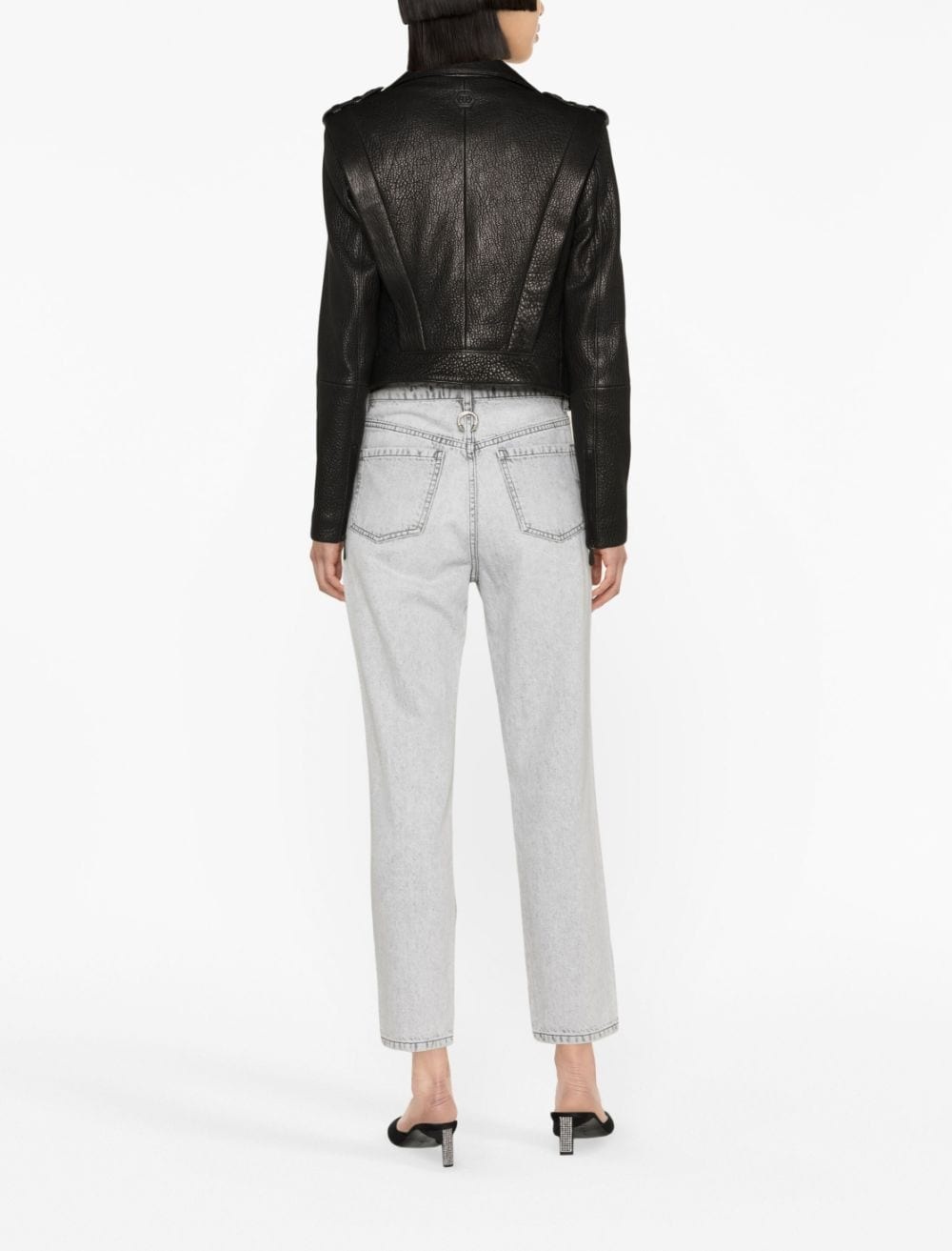 cropped biker jacket - 3