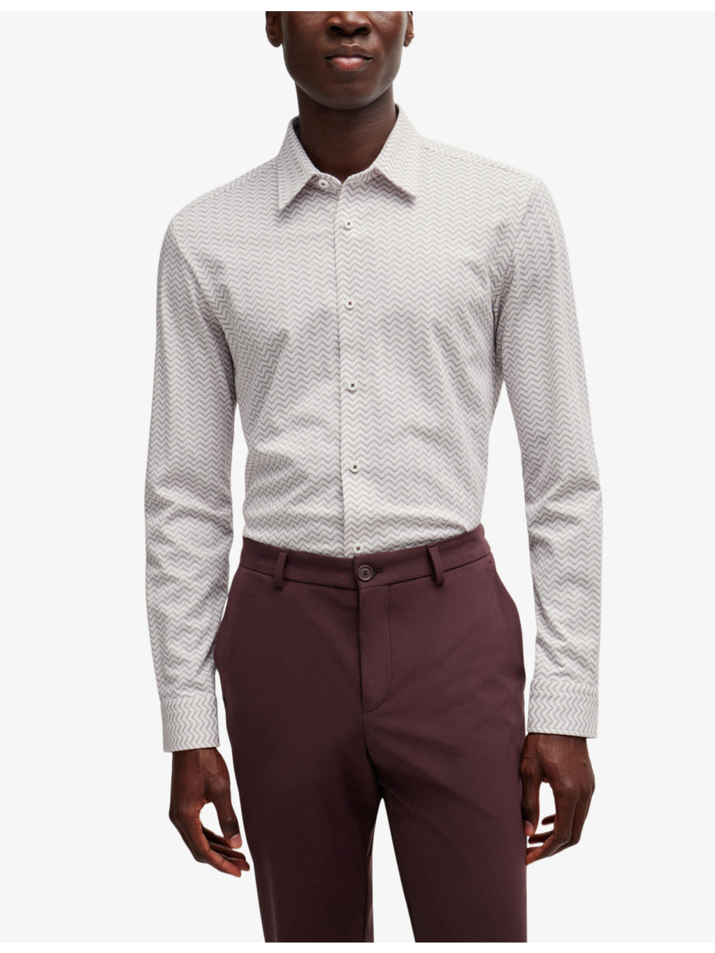 Graphic-print slim-fit cotton-blend shirt - 3
