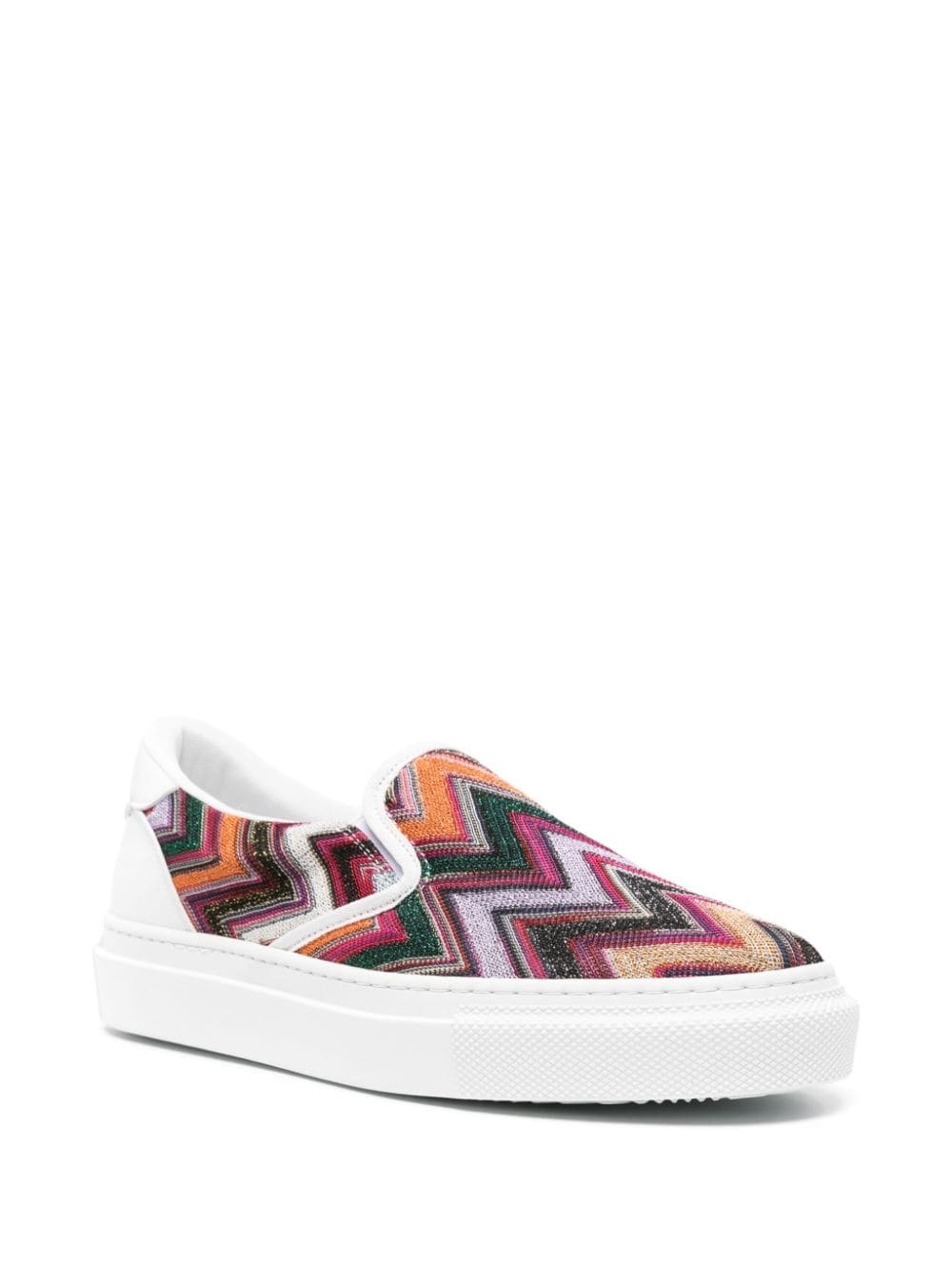 zigzag-pattern lurex-detail sneakers - 2