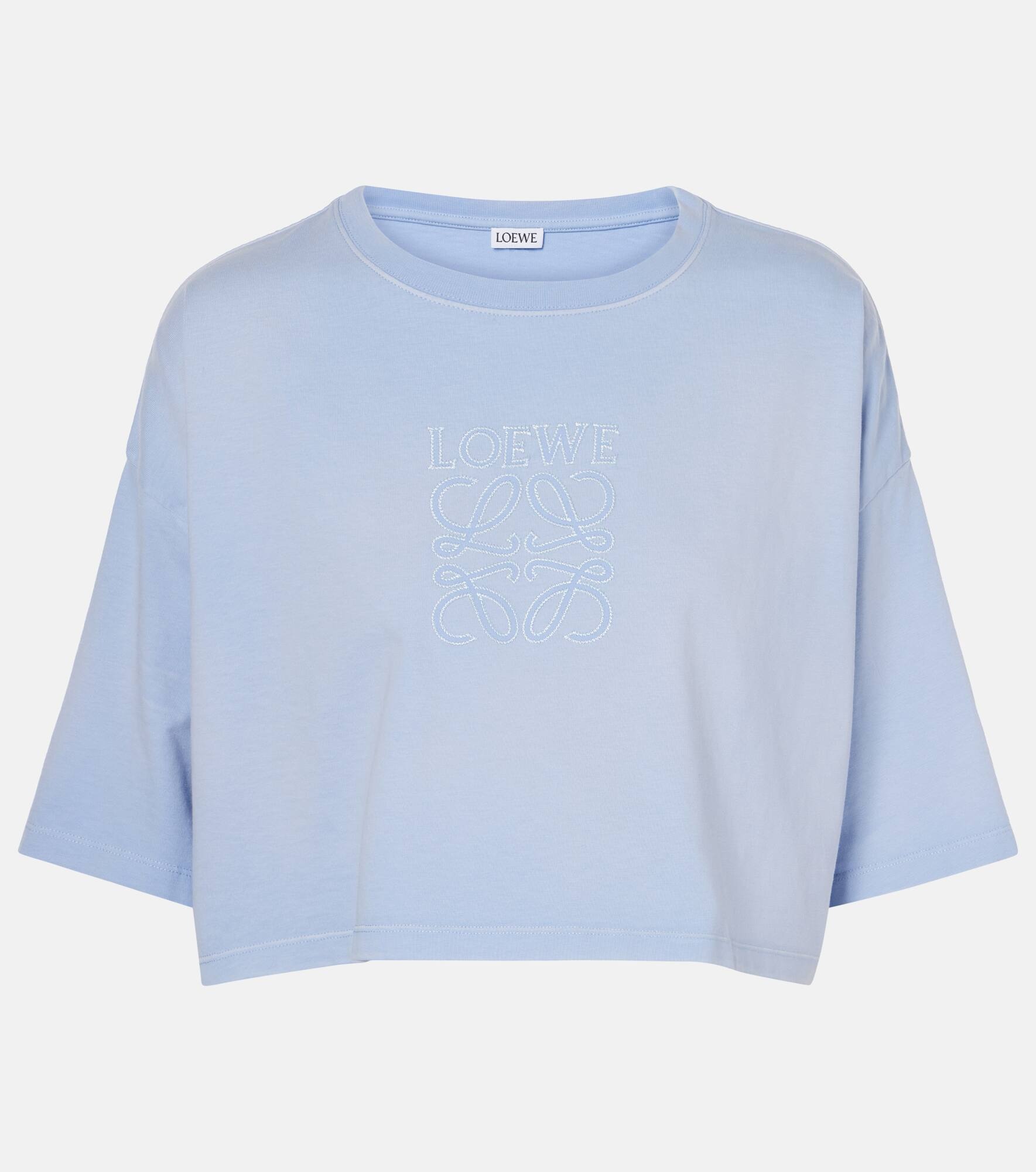 Anagram cropped cotton jersey T-shirt - 1
