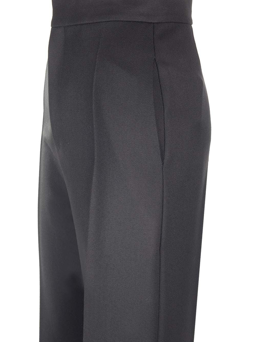 High-Waisted Wool Trousers Black - 3