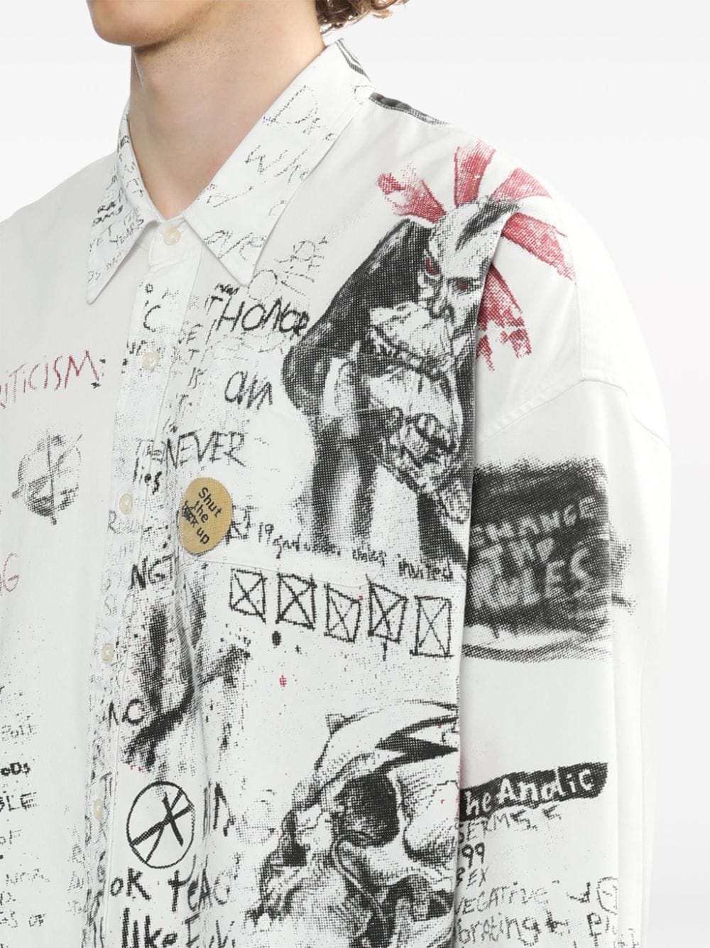 sketch-print cotton shirt - 5