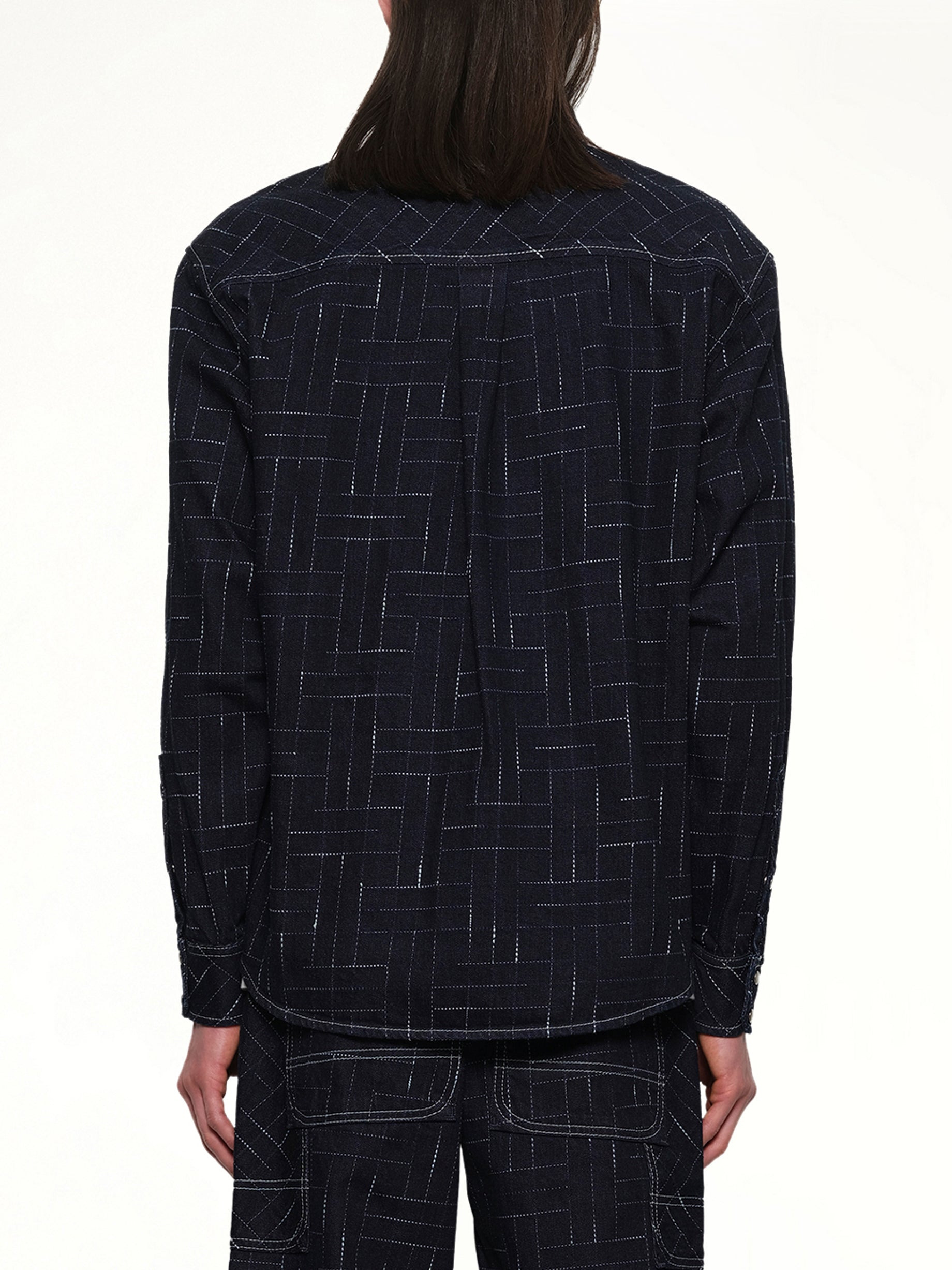 Kenzo Weave Casual Shirt in Rinse Blue Denim - 5