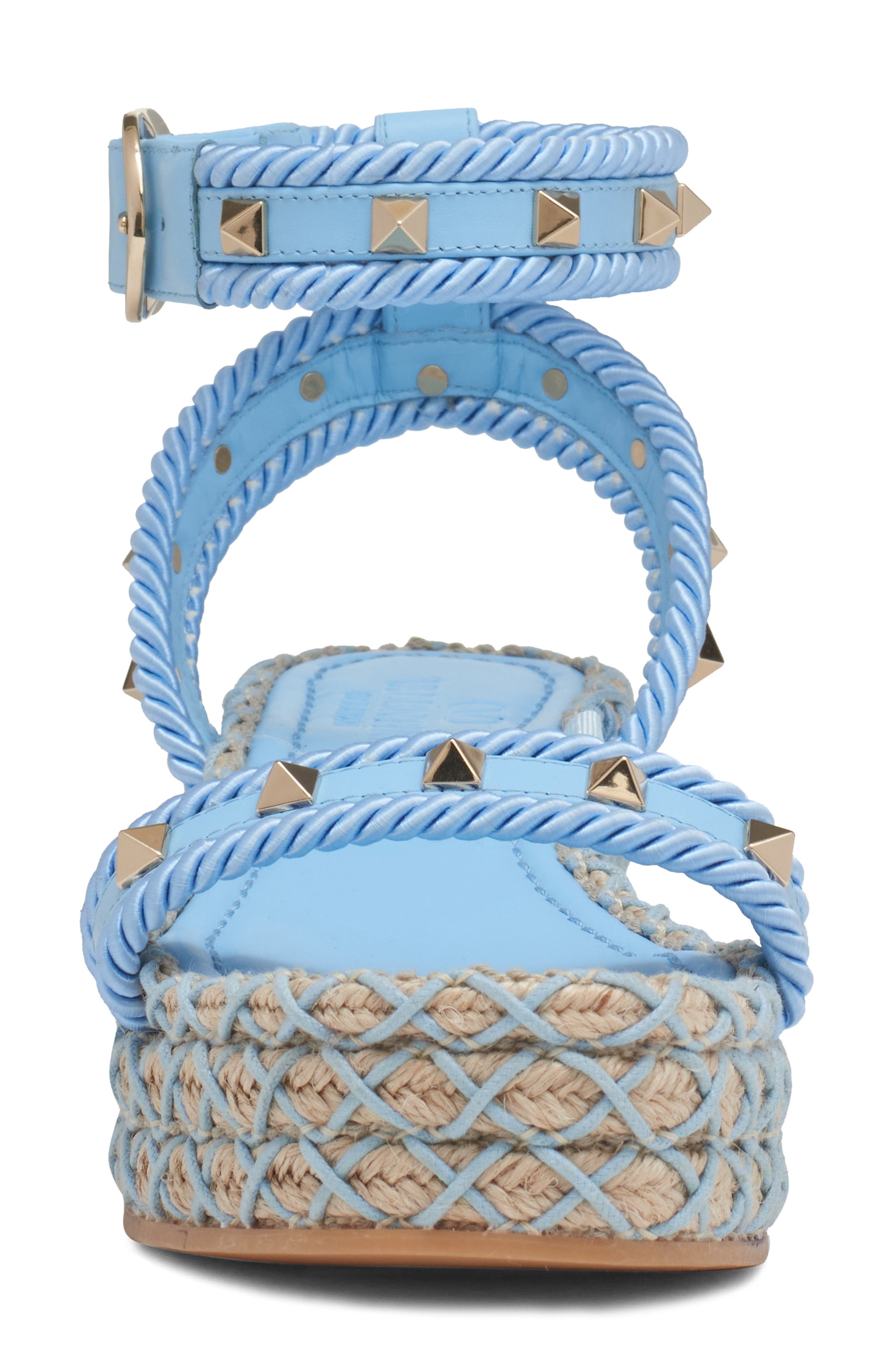 Valentino Garavani Rockstud Espadrille Wedge Sandal in Light Blue/Navy at Nordstrom - 4