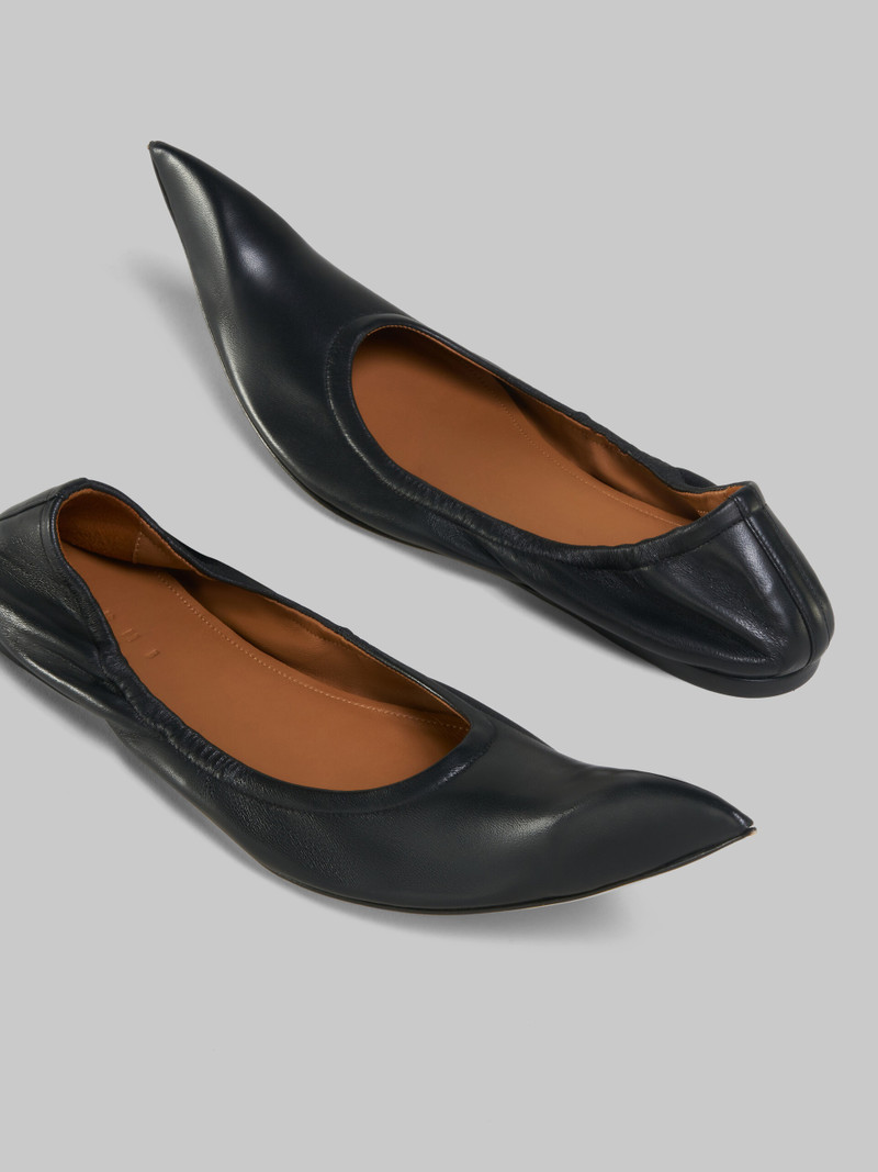 BLACK NAPPA POINTED-TOE BALLET FLATS 5