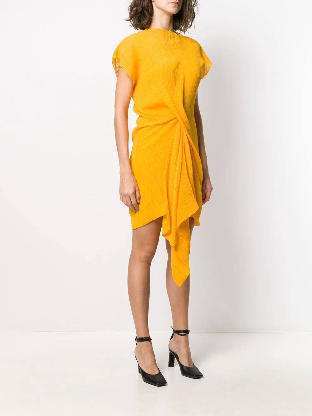 draped front shift dress - 3