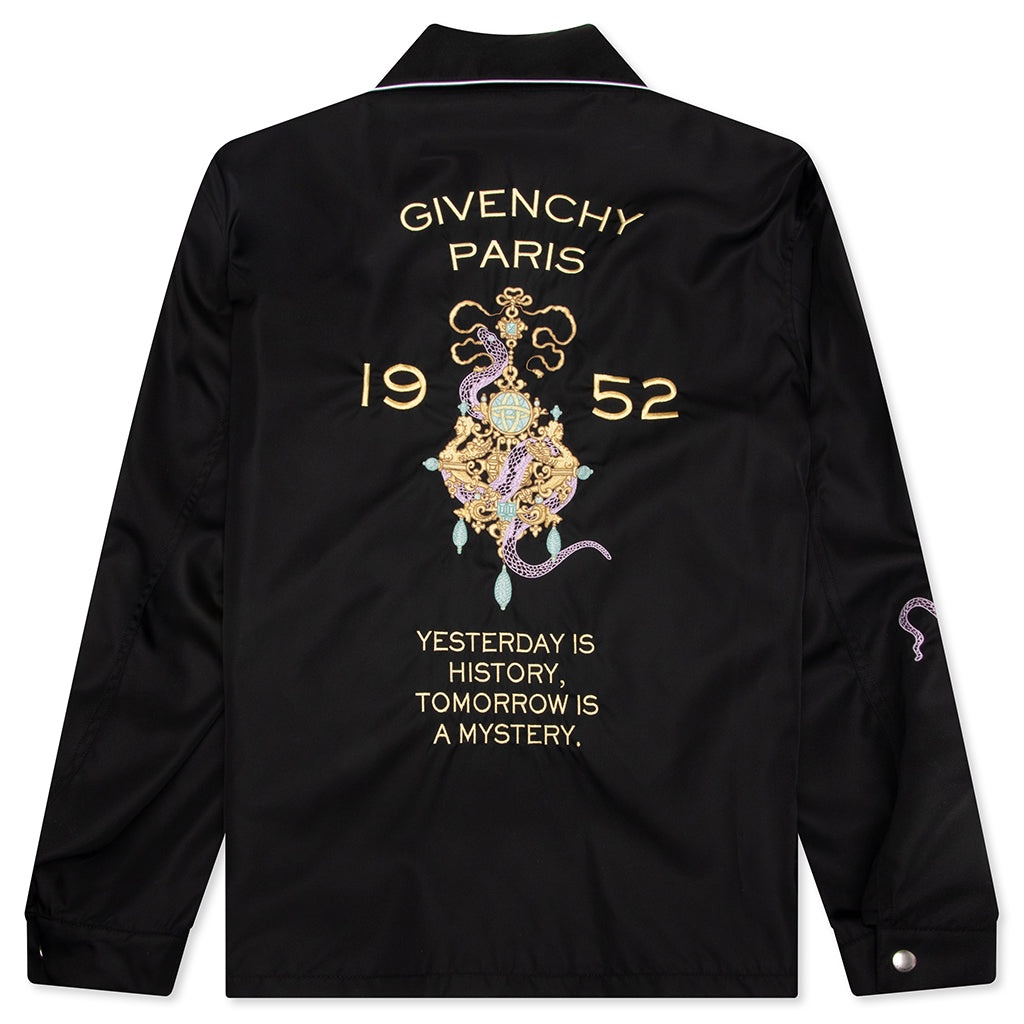 ZIPPED JACKET WITH CHANDELIER AND SNAKE EMBROIDERIES - BLACK - 2