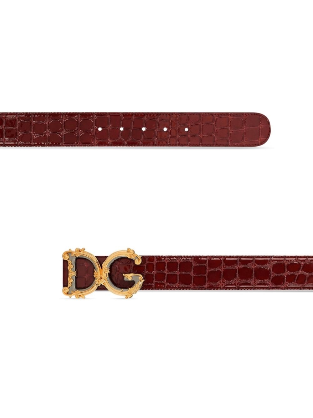 crocodile-embossed leather belt - 2