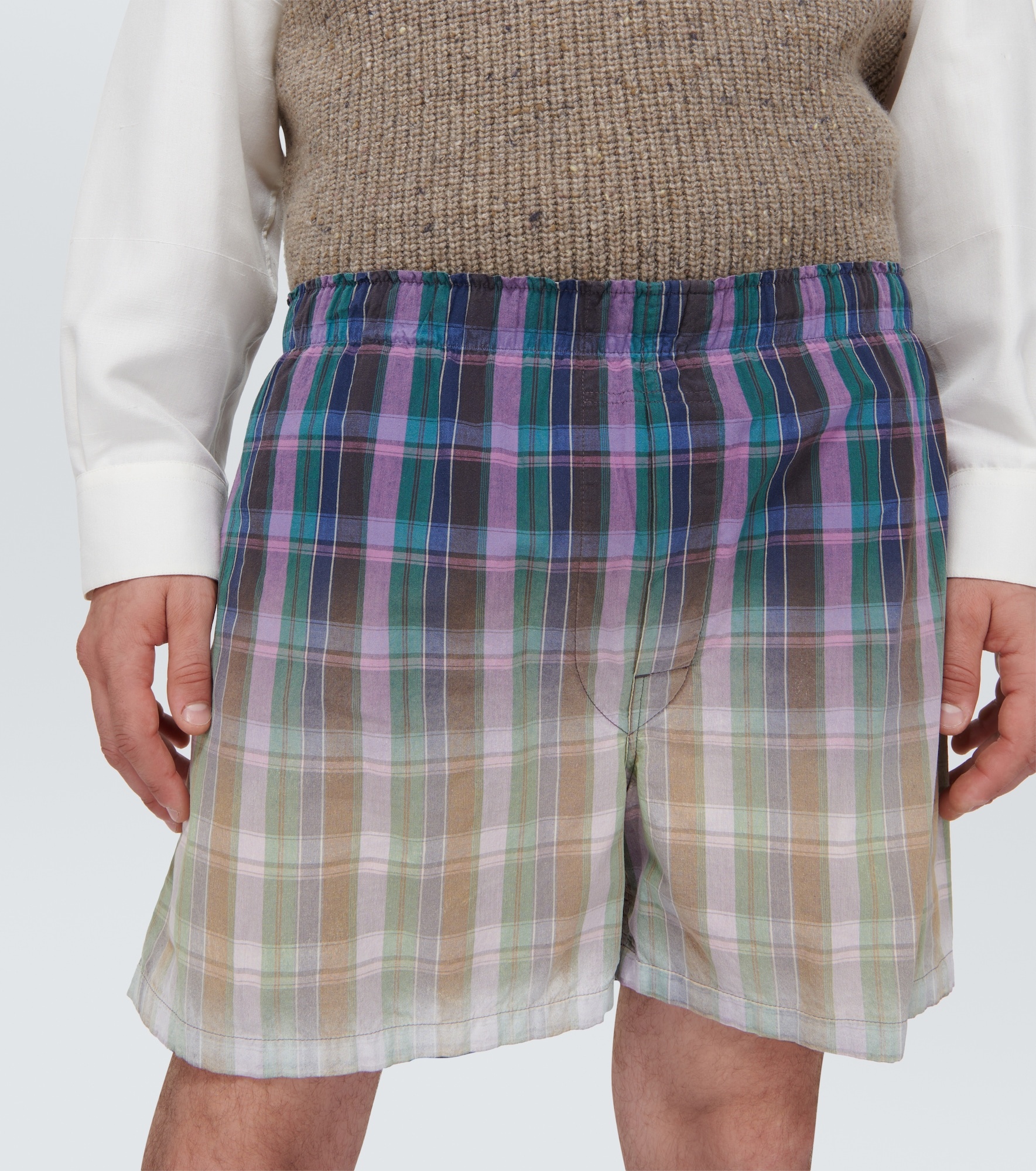 Checked cotton shorts - 5