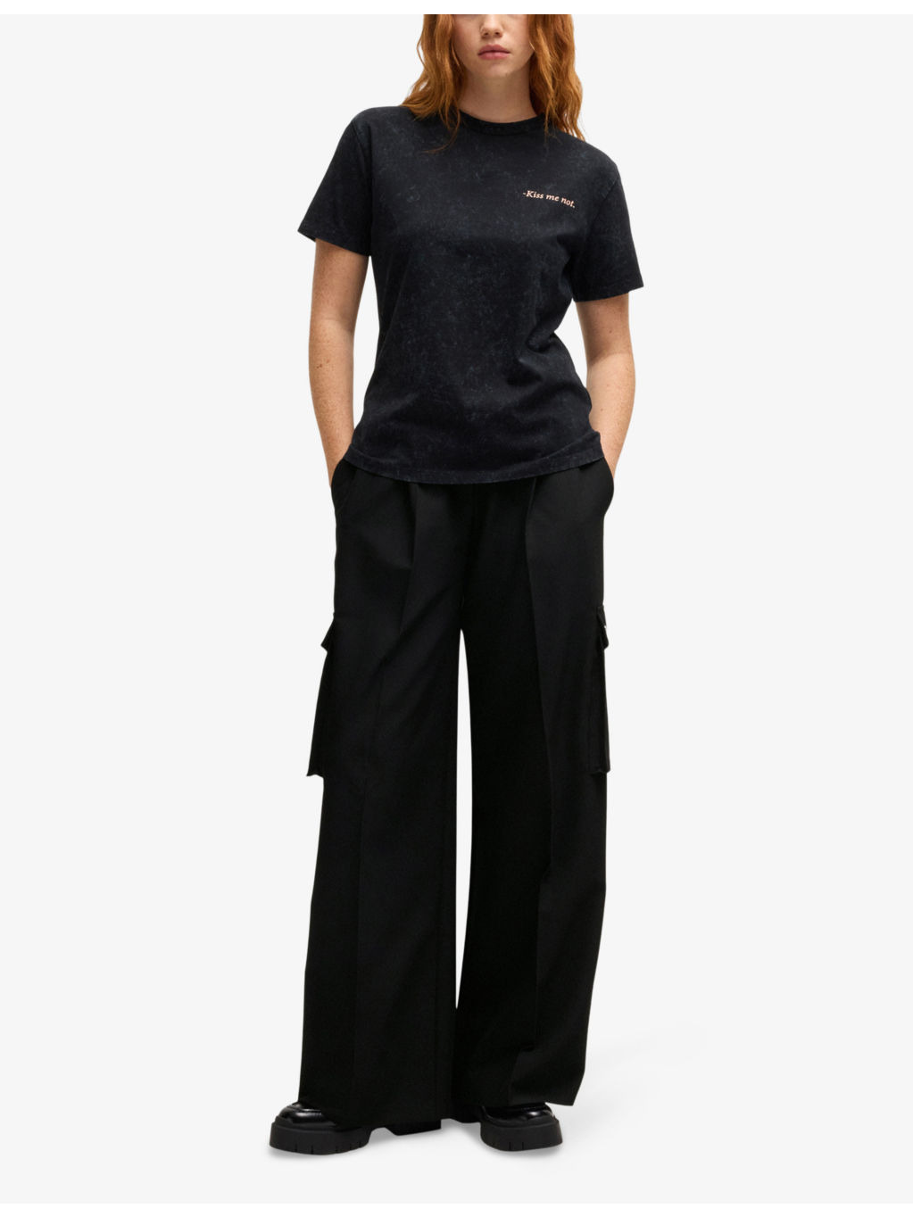 Flap-pocket wide-leg high-rise stretch-woven trousers - 2