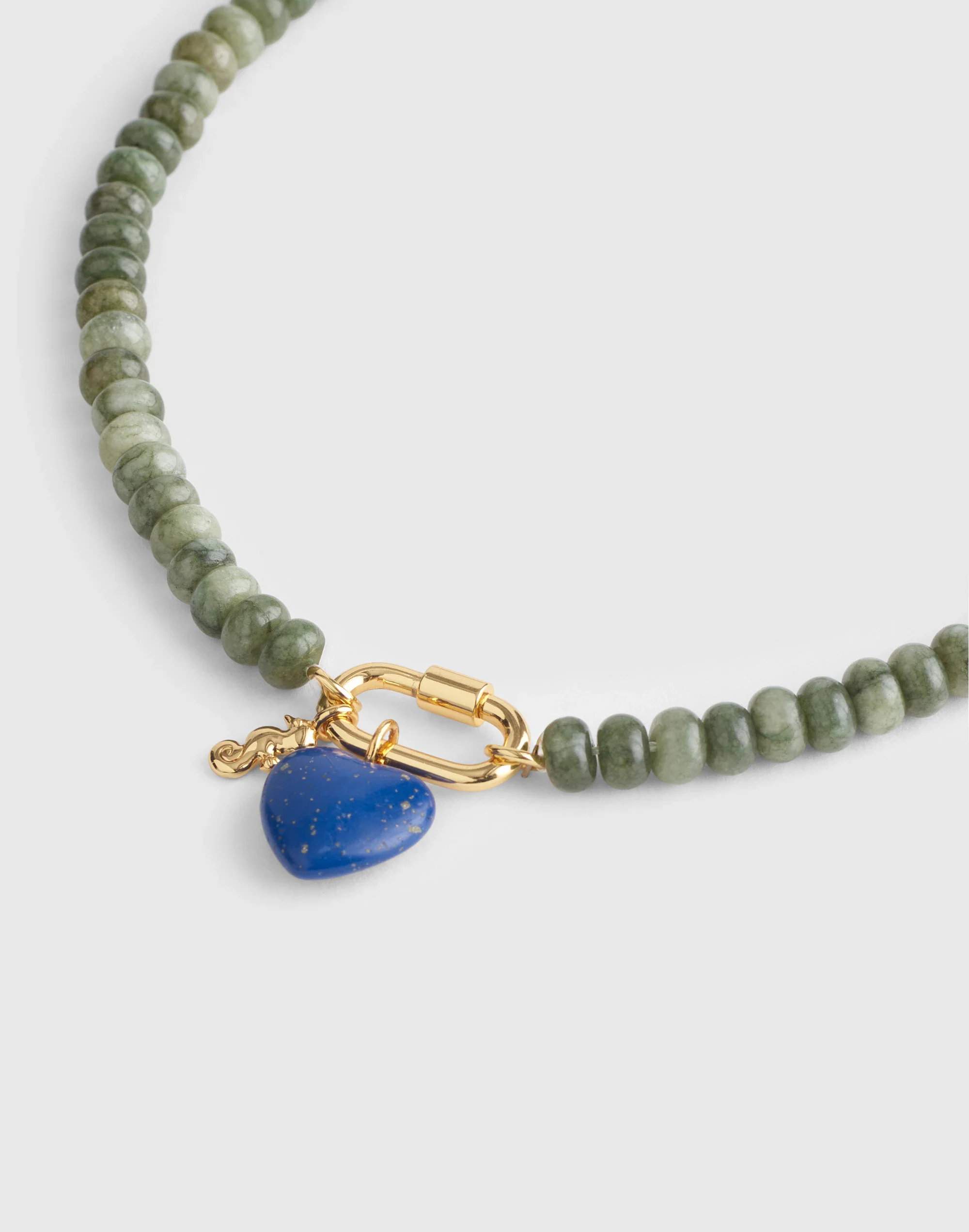 Semiprecious Beaded Carabiner Charm Necklace - 1