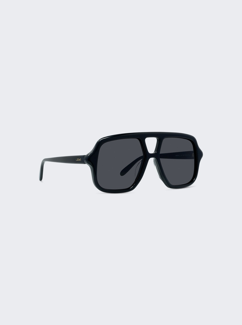 Aviator Slim Sunglasses Shiny Black And Smoke Lenses - 2