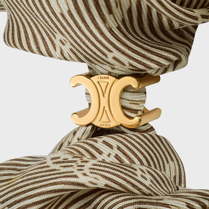 CELINE Celine Triomphe Diagonale Scrunchy in Silk and Brass with Gold Finish outlook