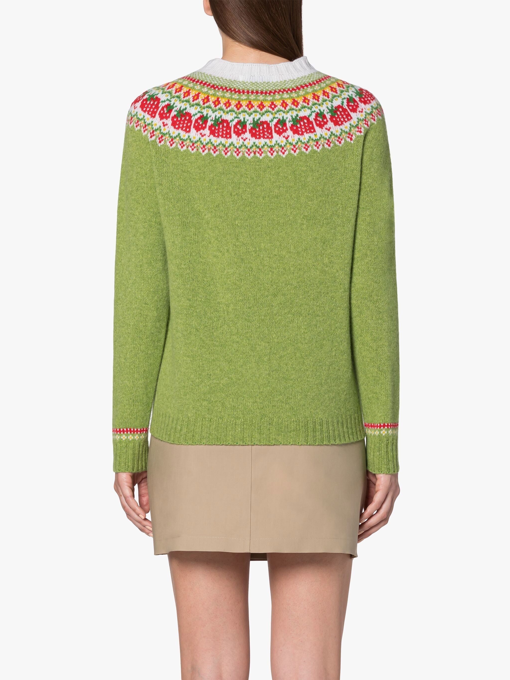 KELSI GREEN WOOL FAIR ISLE CREWNEK SWEATER - 4