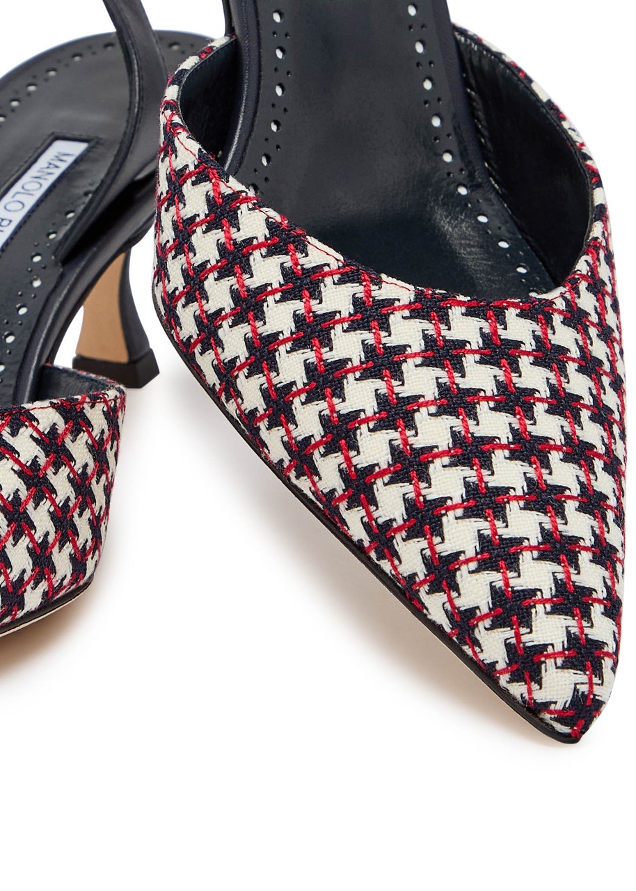 Manolo Blahnik Carolyn 50 Houndstooth Slingback Pumps - 4