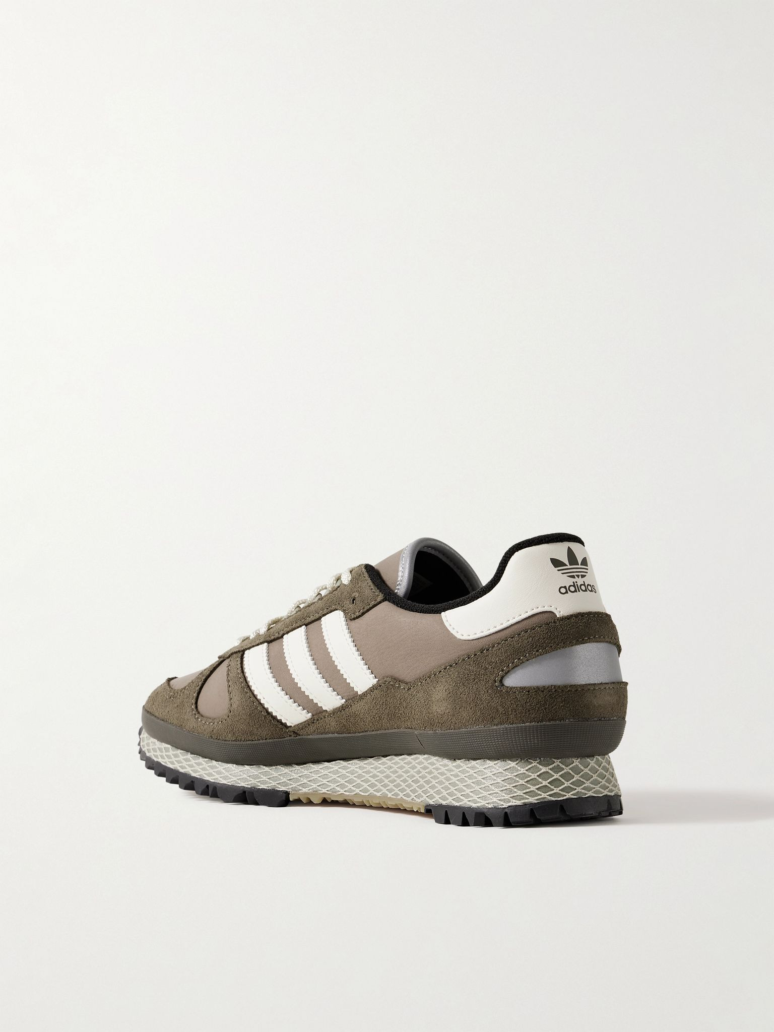 NY II Outdoor Spezial Suede and Leather-Trimmed Nubuck Sneakers Army green - 4