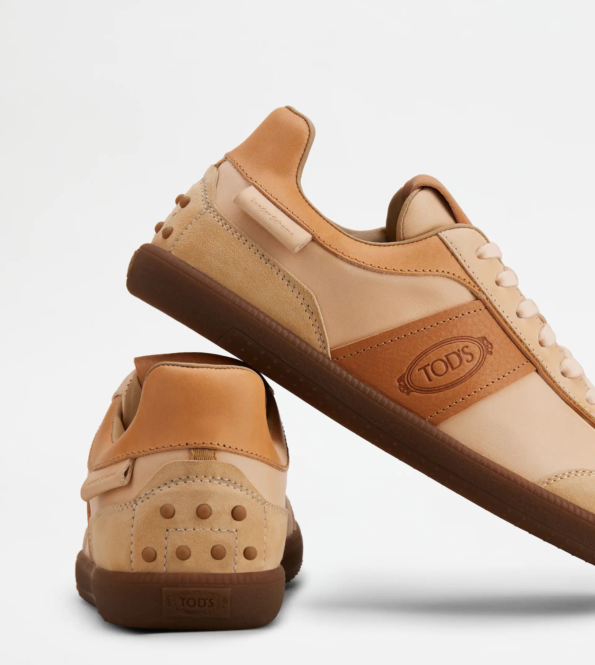 TOD'S TABS SNEAKERS IN LEATHER - BEIGE, BROWN - 7