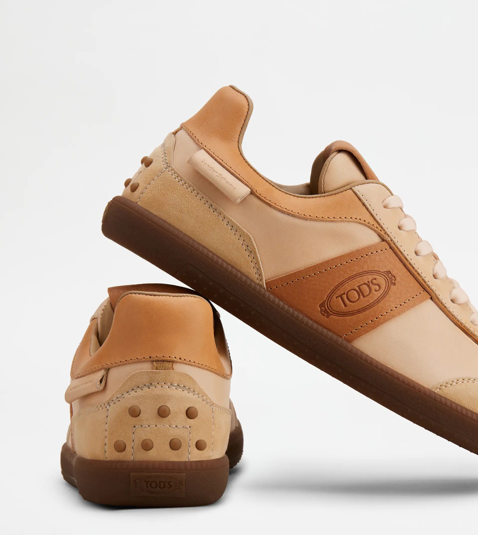 Tod's TOD'S TABS SNEAKERS IN LEATHER - BEIGE, BROWN | REVERSIBLE