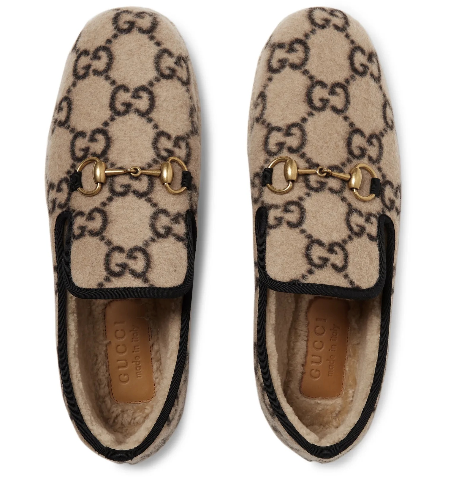 Horsebit Logo-Print Merino Wool Loafers - 8