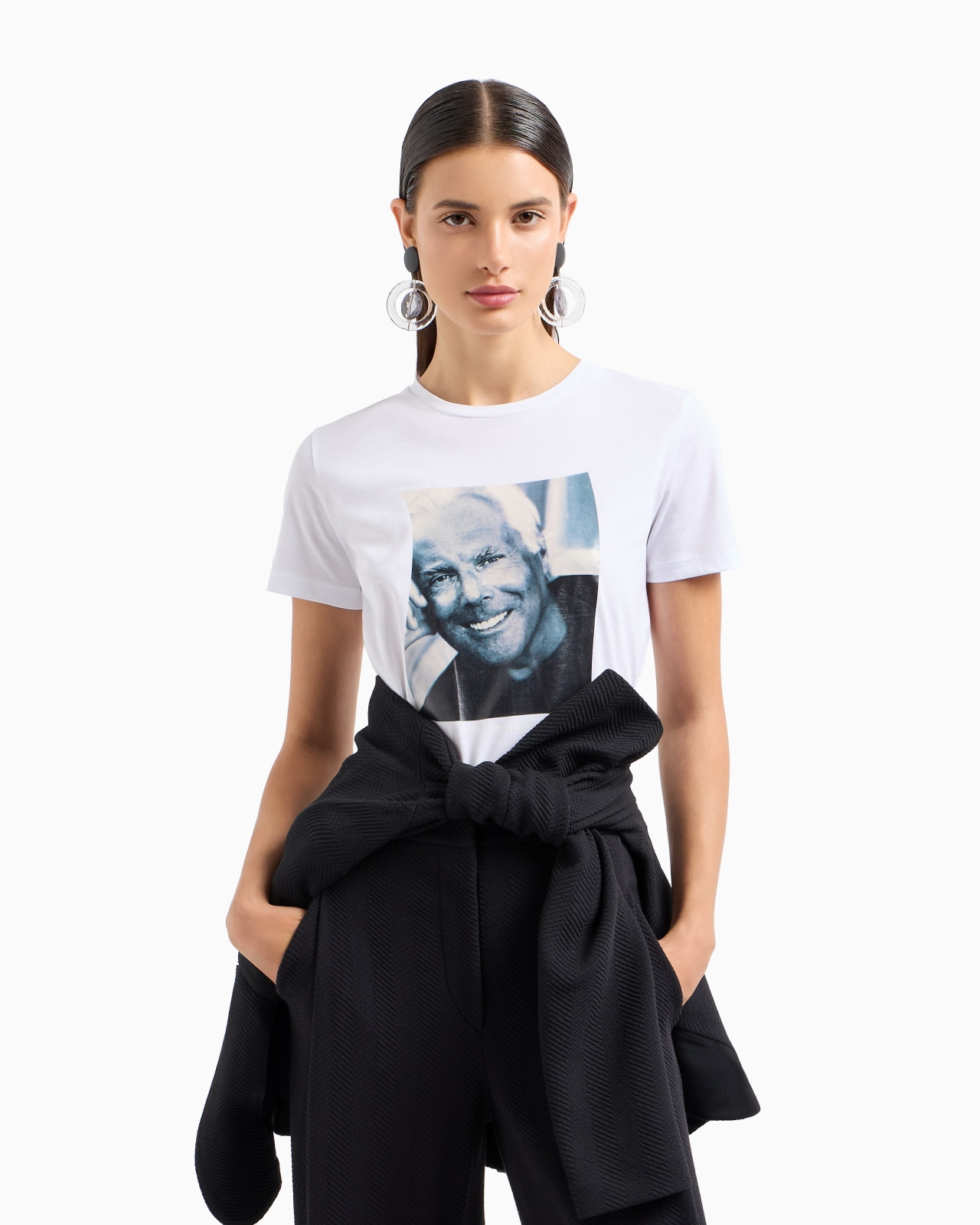 Icon Supima jersey T-shirt with Mr Armani photographic print - 6