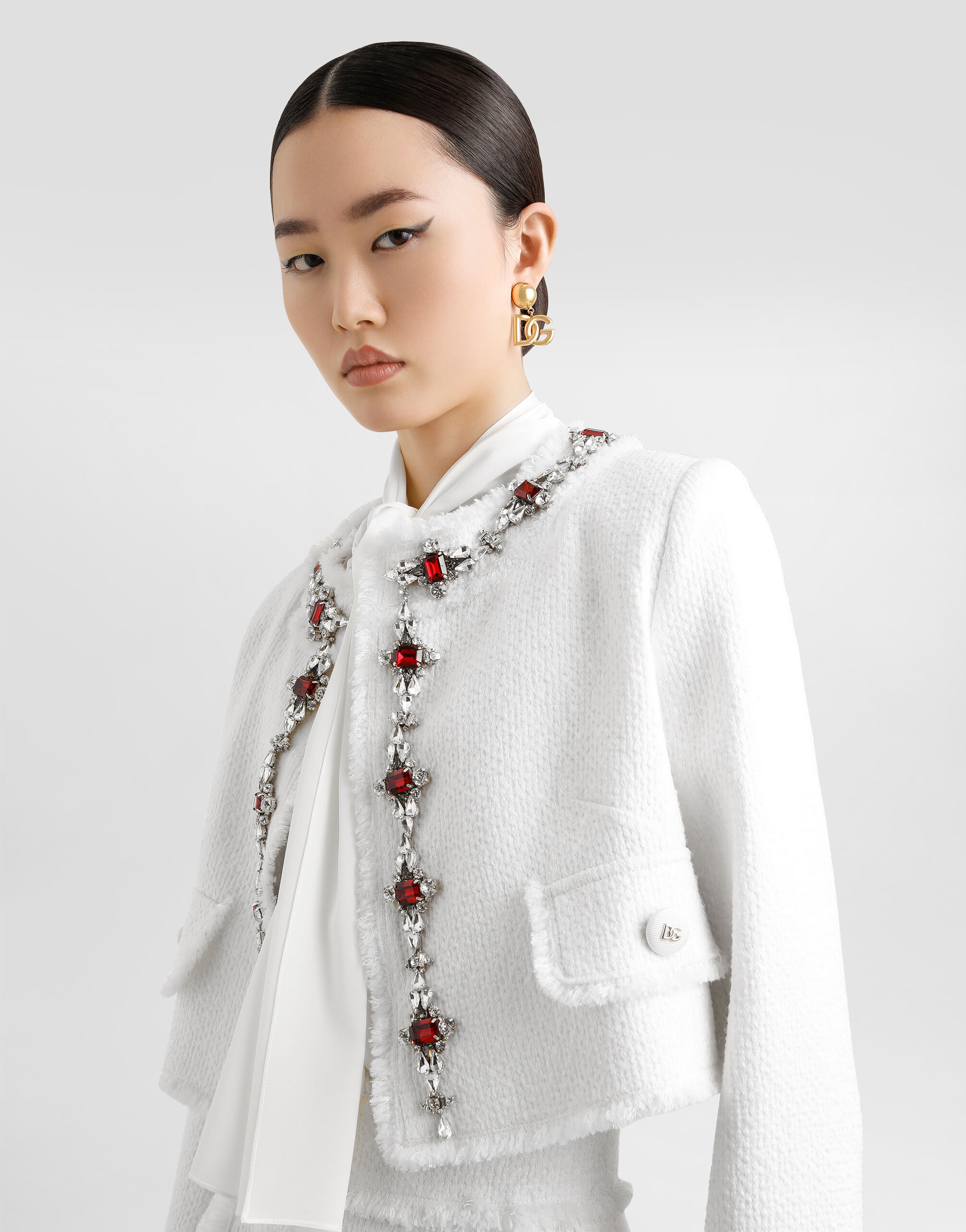 Short tweed jacket with jewel embroidery - 4