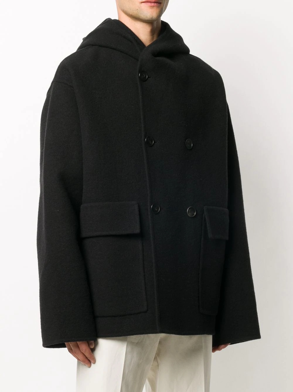 hooded double-breasted peacoat - 3