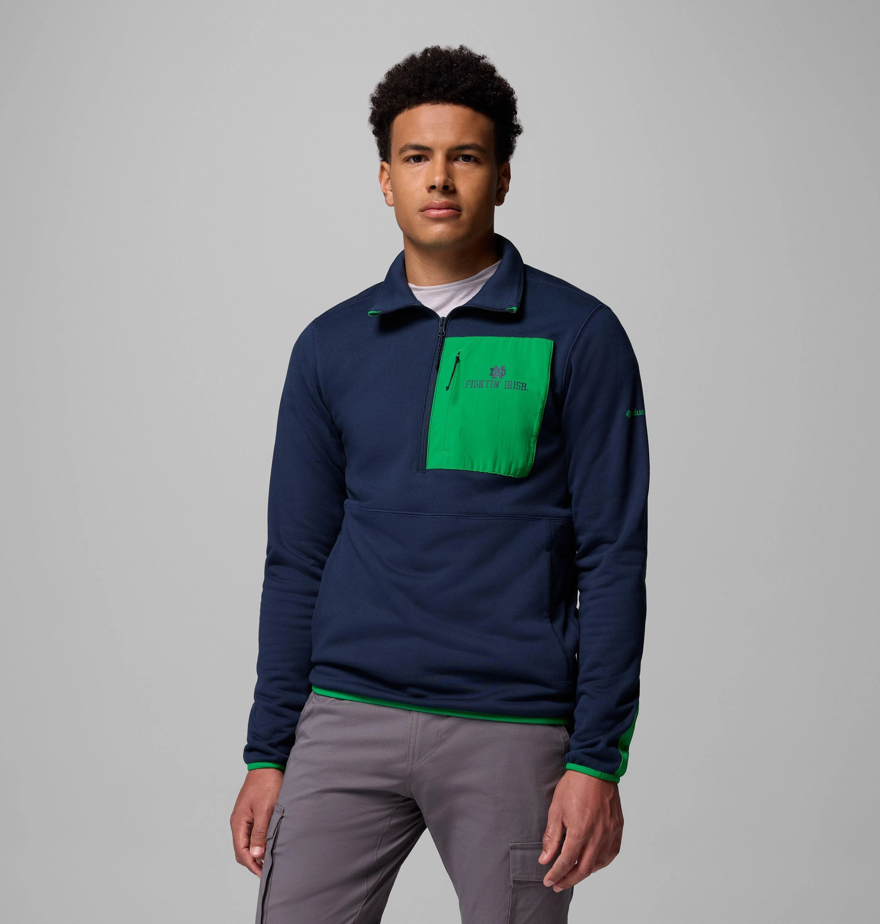Men's Collegiate Columbia Hike Half Zip Jacket - Notre Dame - 1