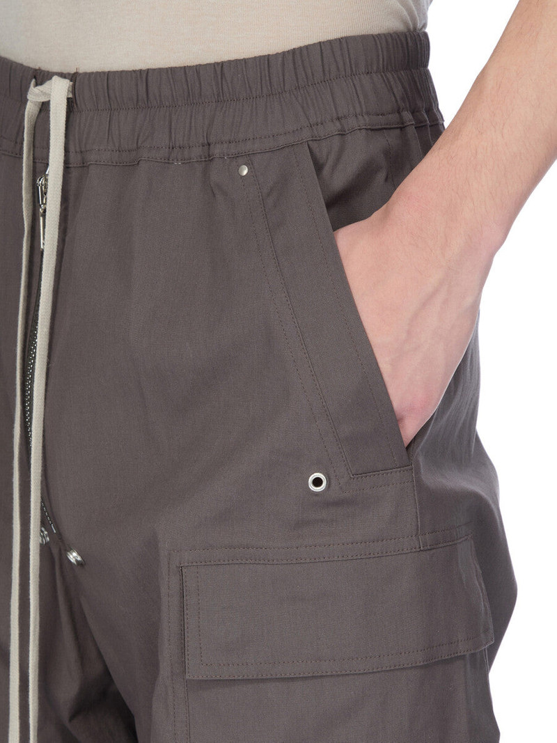Rick Owens Belas Wide-Leg Cotton-Blend Poplin Drawstring Cargo Trousers Dark gray outlook