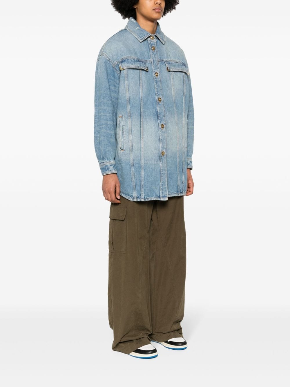 washed-logo denim jacket - 3