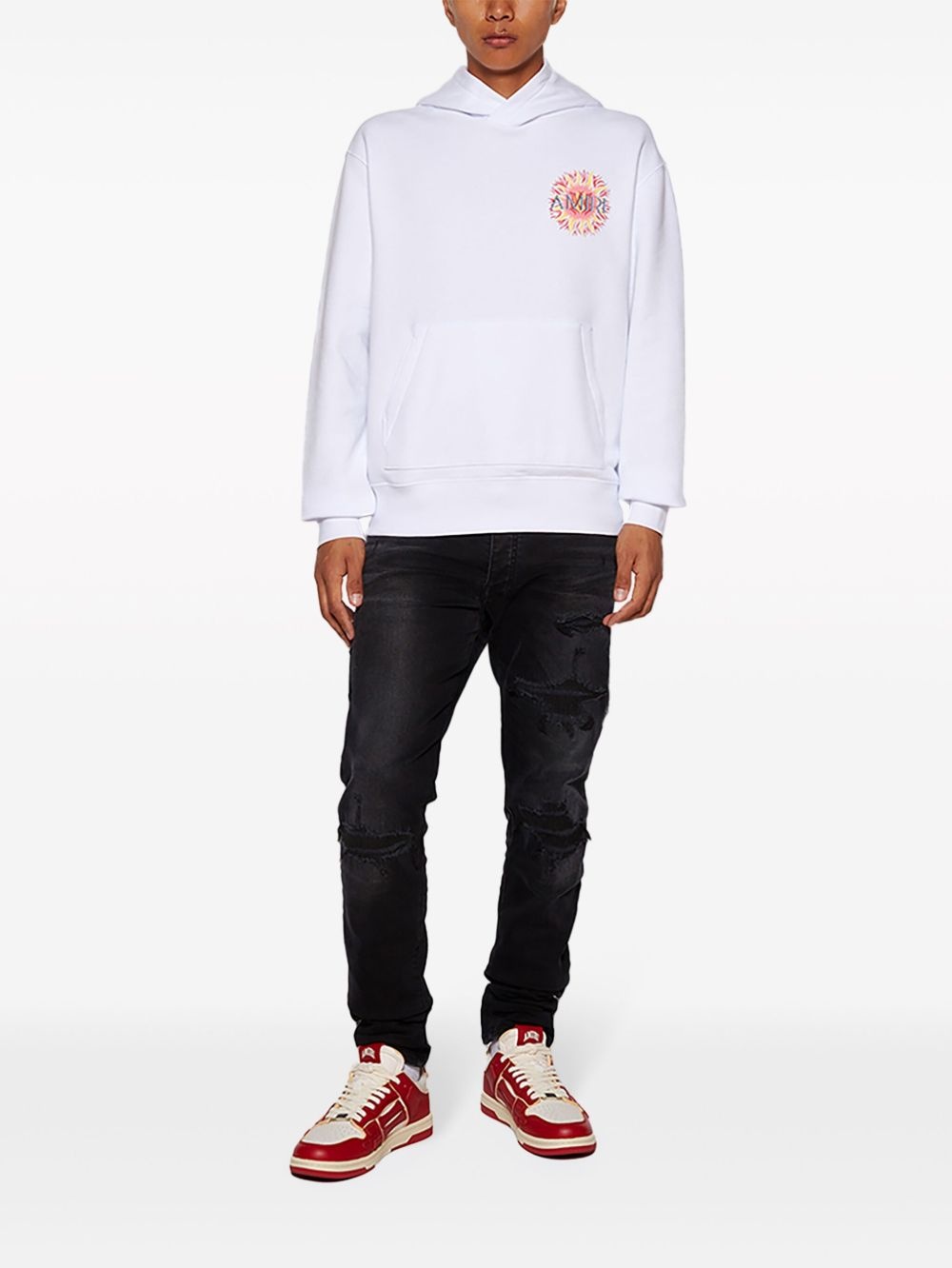 【AMIRI】SUN ロゴ パーカー ホワイト AMIRI logo-print cotton hoodie | REVERSIBLE