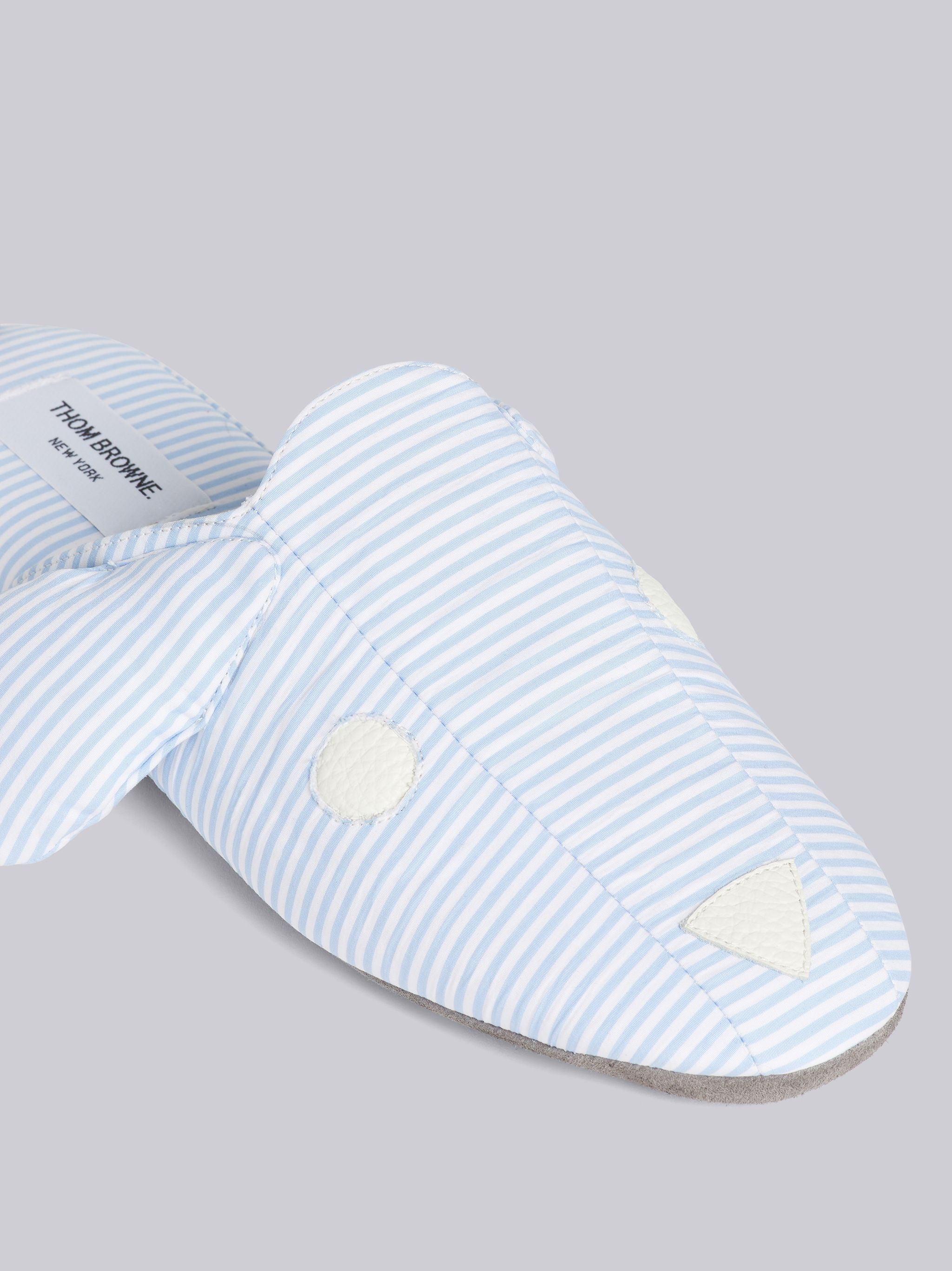 Light Blue University Stripe Poplin Hector Slipper - 2