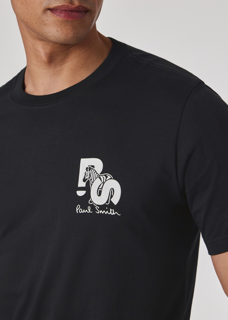 Organic Cotton Black Tilt Zebra Logo T-Shirt 3