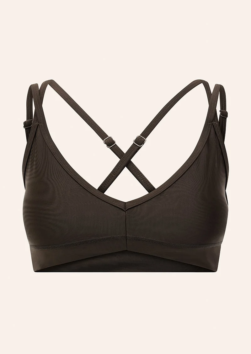 PARAMOUNT SPORTS BRA IN COFFEE SHINE - 1