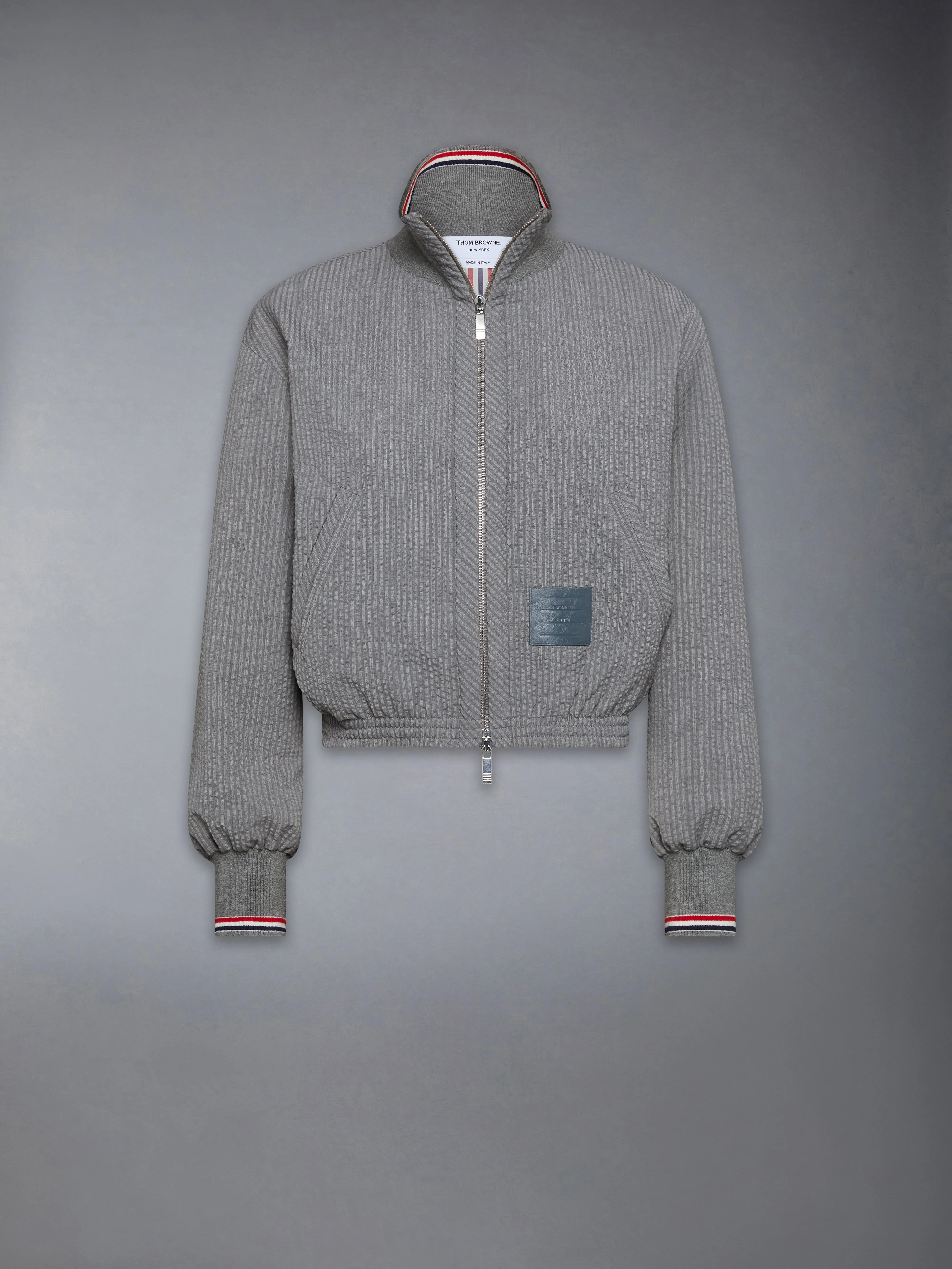 WOOL SEERSUCKER ZIP UP TRACK JACKET - 1