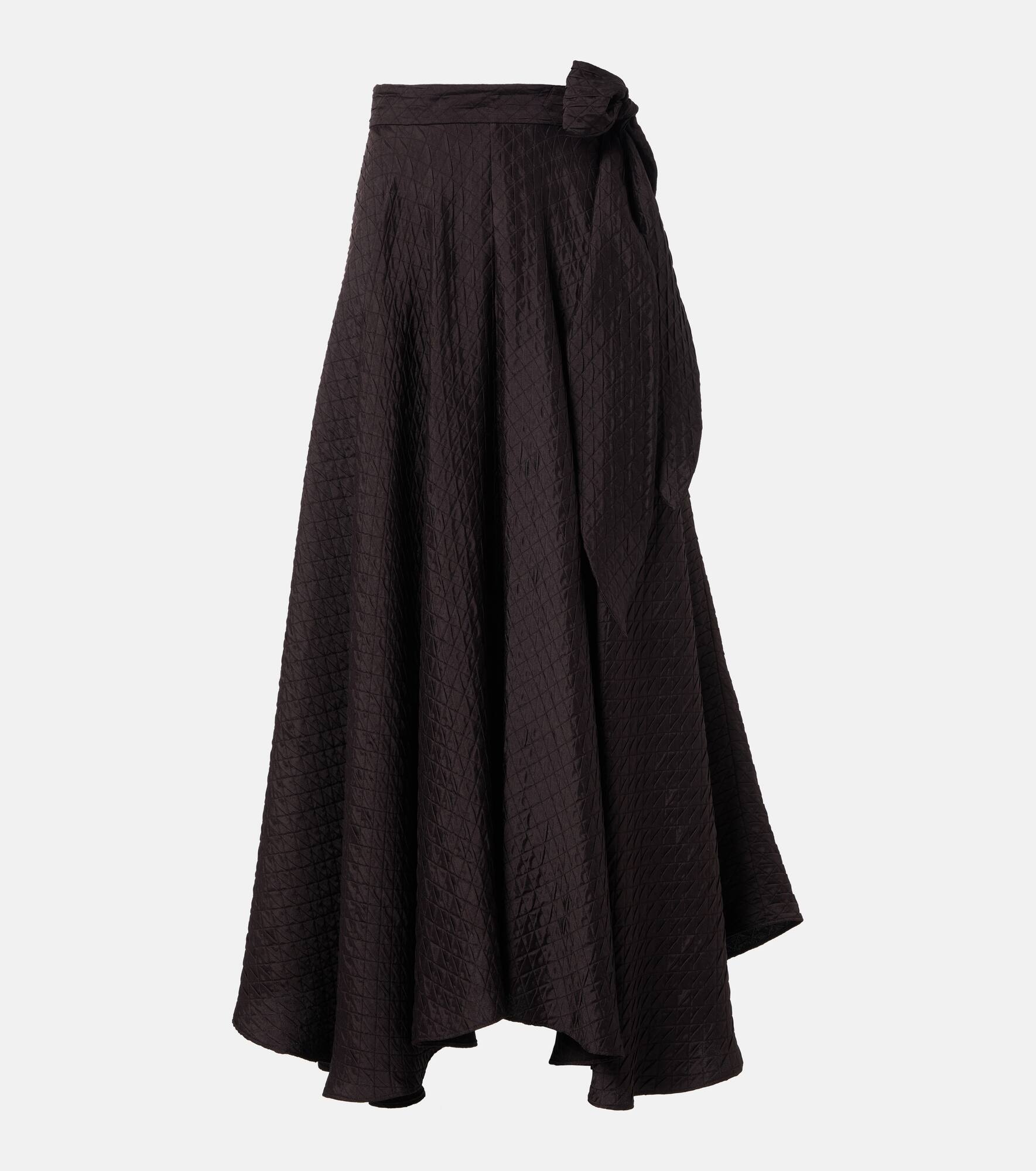 Quilted tie-detail silk maxi skirt - 1