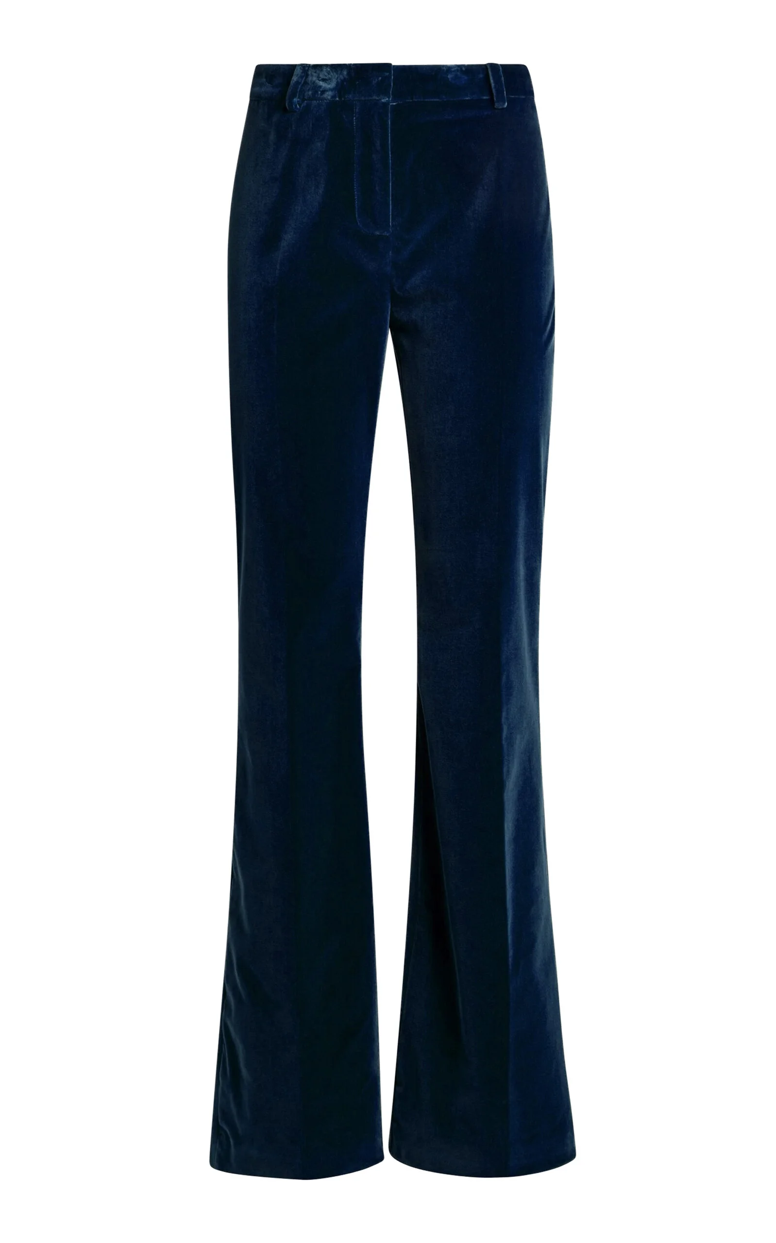 Mid-Rise Velvet Flared Pants blue - 1