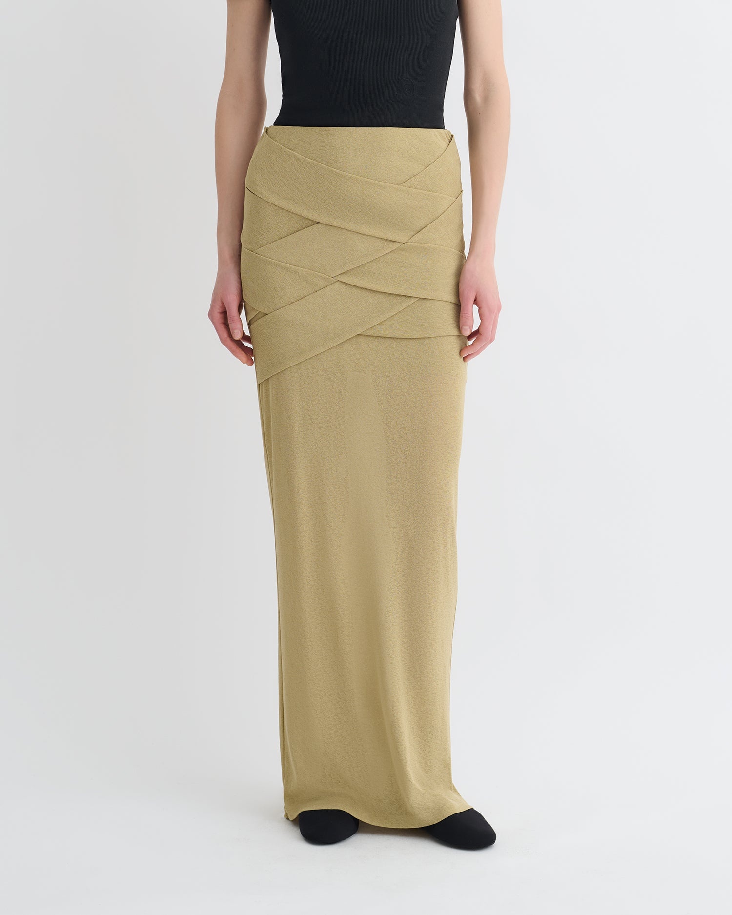 Draped Mesh Jersey Maxi Skirt - 5