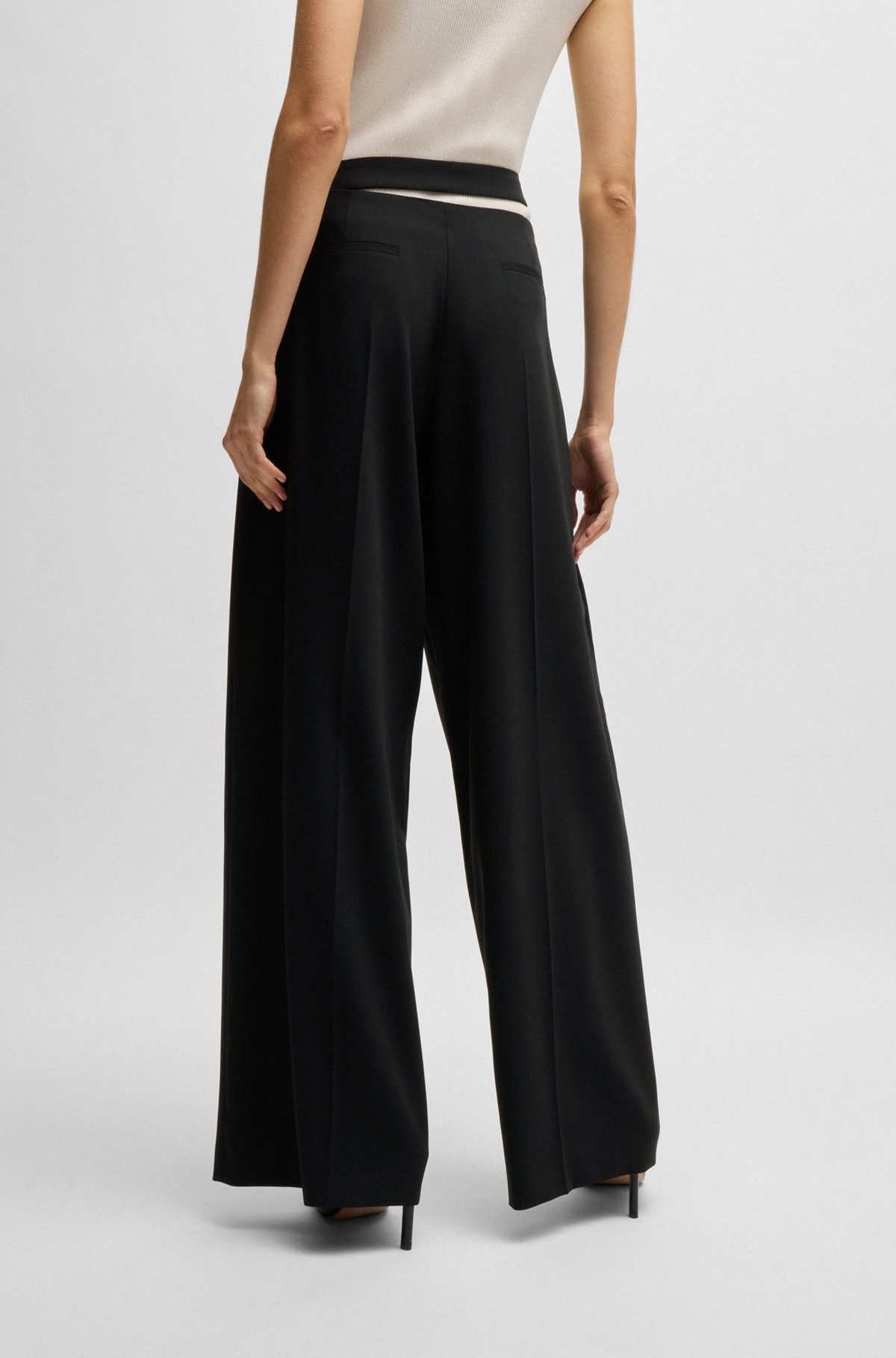 STRETCH-WOOL TROUSERS WITH FEATURE WAIST AND SOFT DRAPE - 4