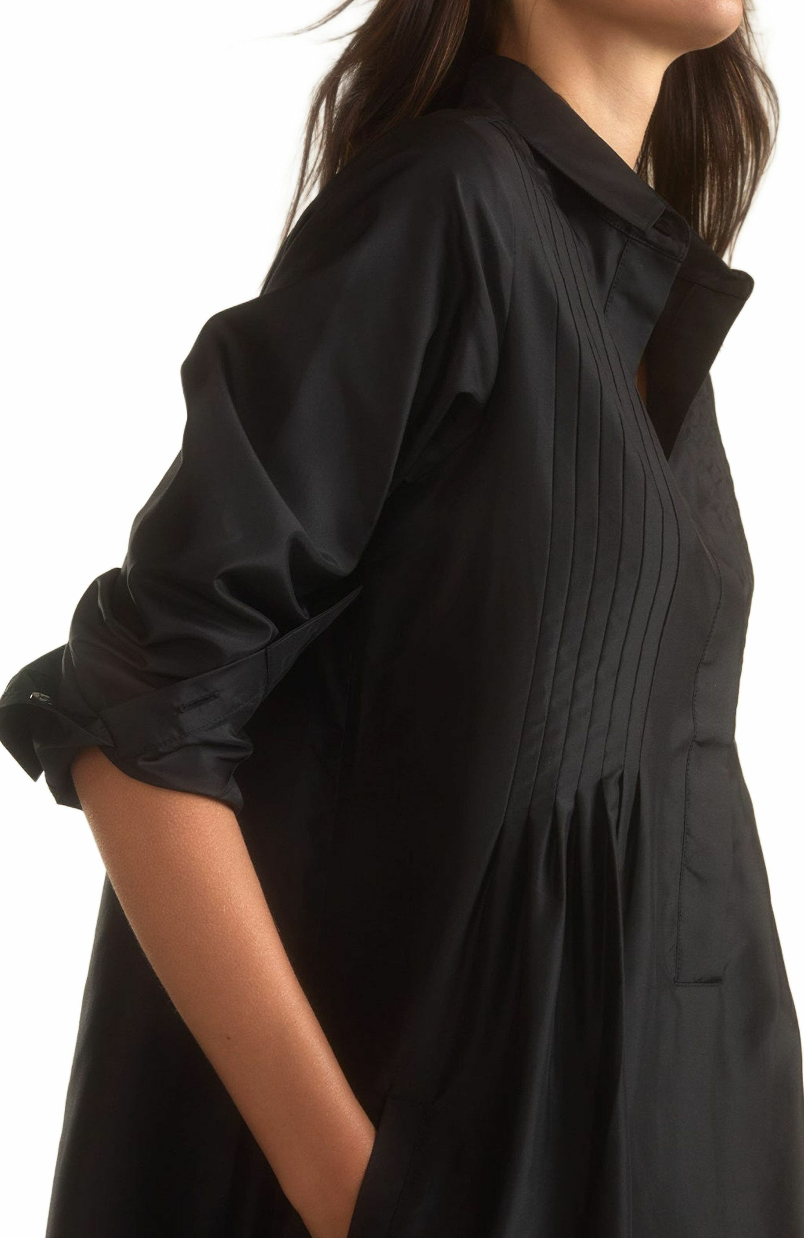 Cynthia Rowley Undercover Silk Taffeta Shirt Dress in Black at Nordstrom - 9