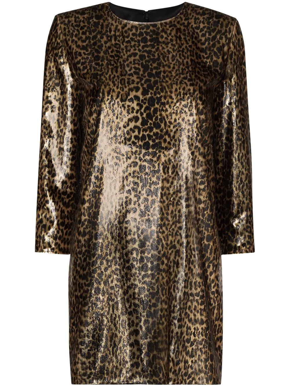 metallic leopard-print mini dress - 1