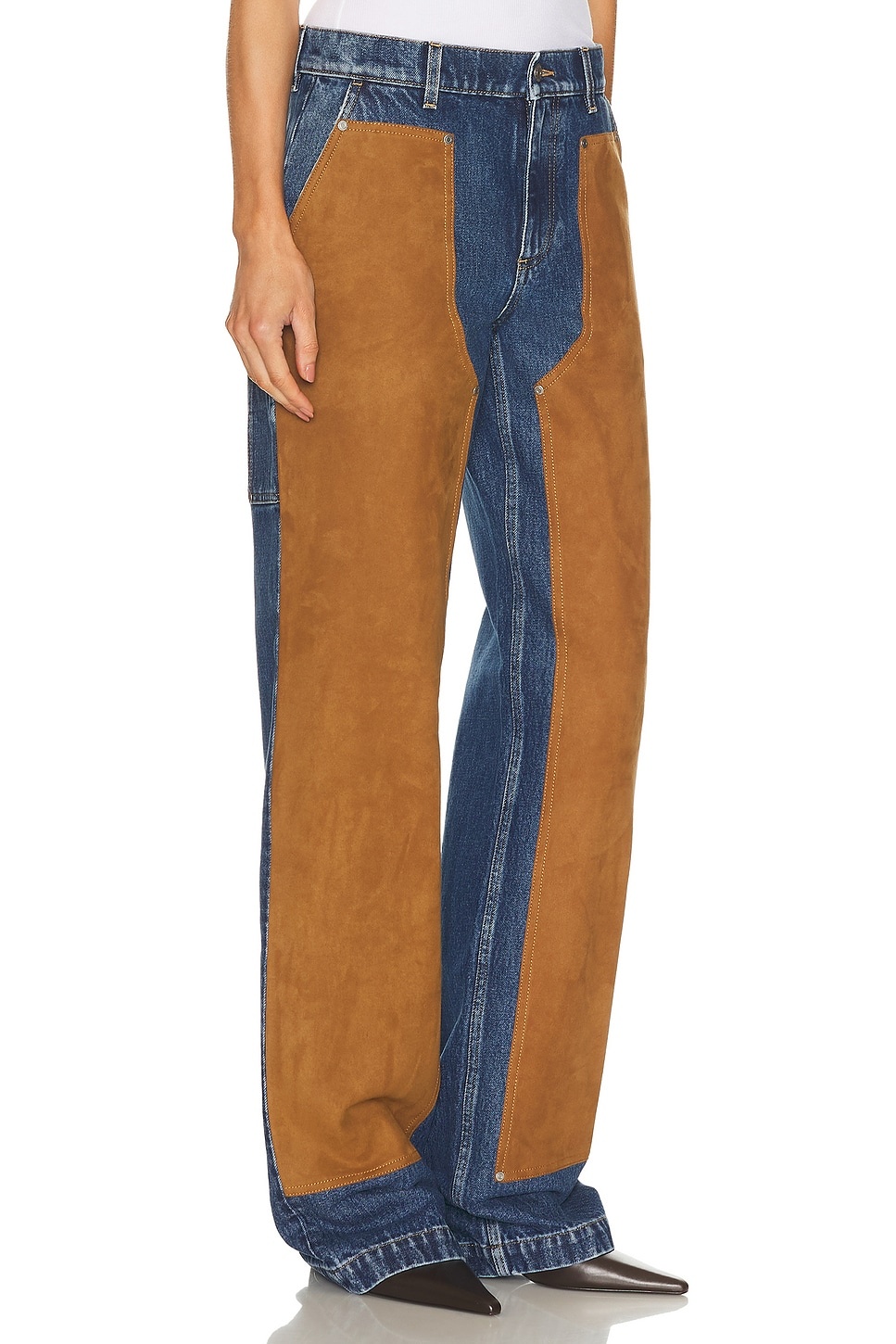Denim & Suede Jeans - 2