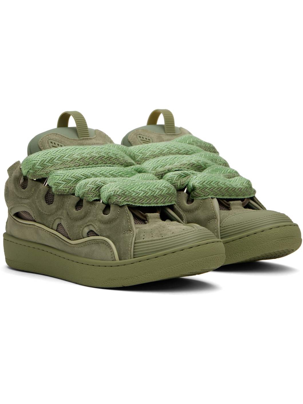 Khaki Curb Leather Sneakers - 4