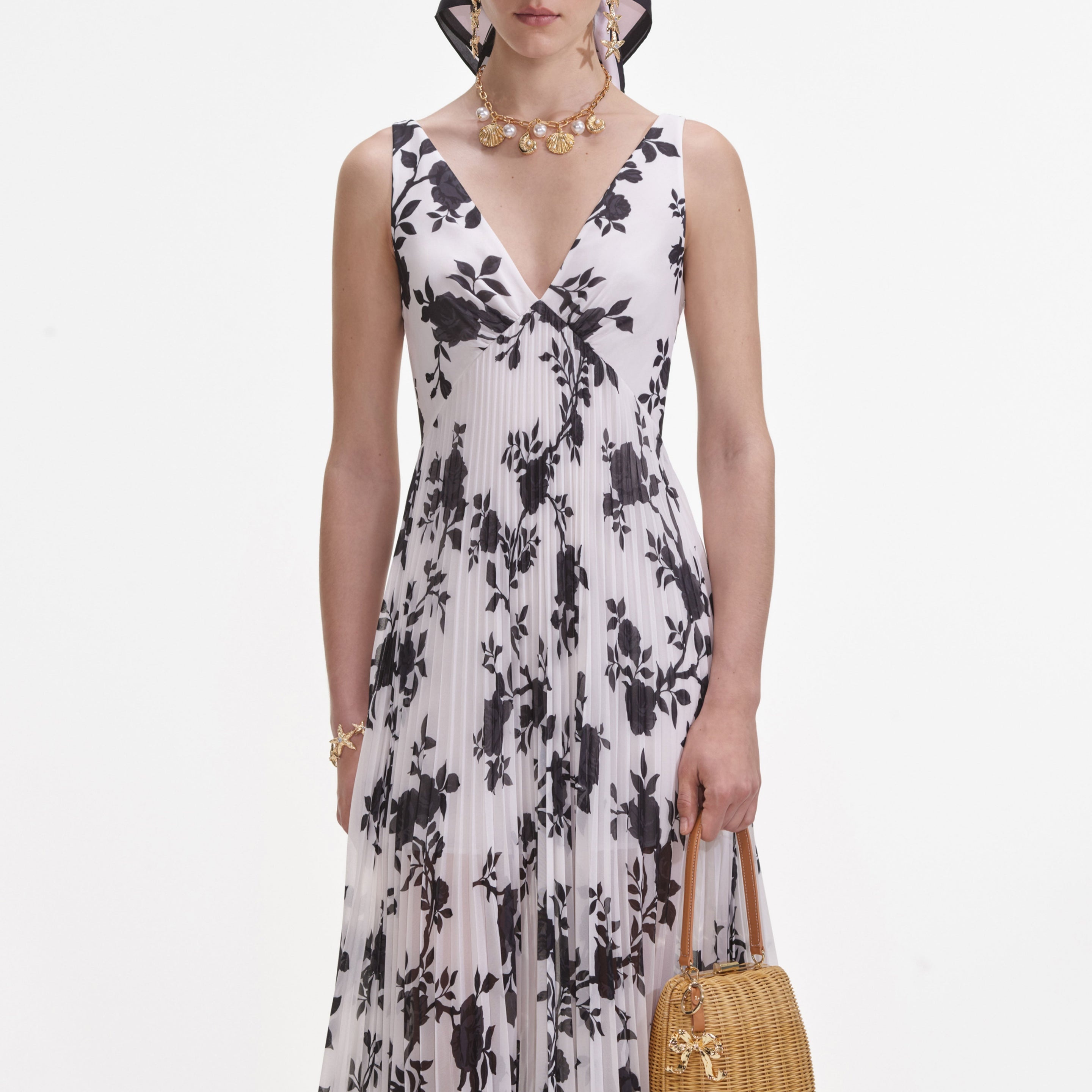 Floral Print Chiffon Maxi Dress - 4