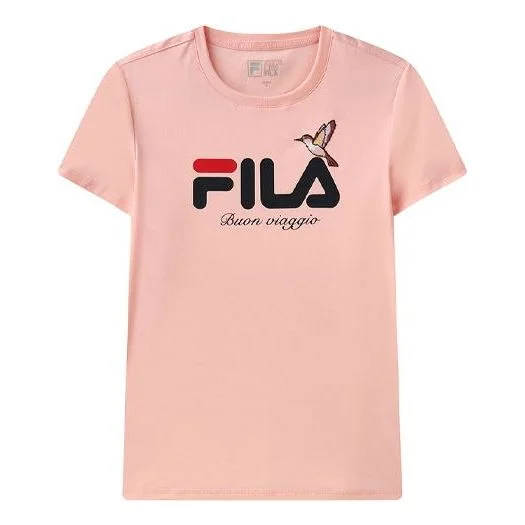 (WMNS) FILA Logo Alphabet Sports Skin Friendly Short Sleeve Pink F11W128109F-PK - 1