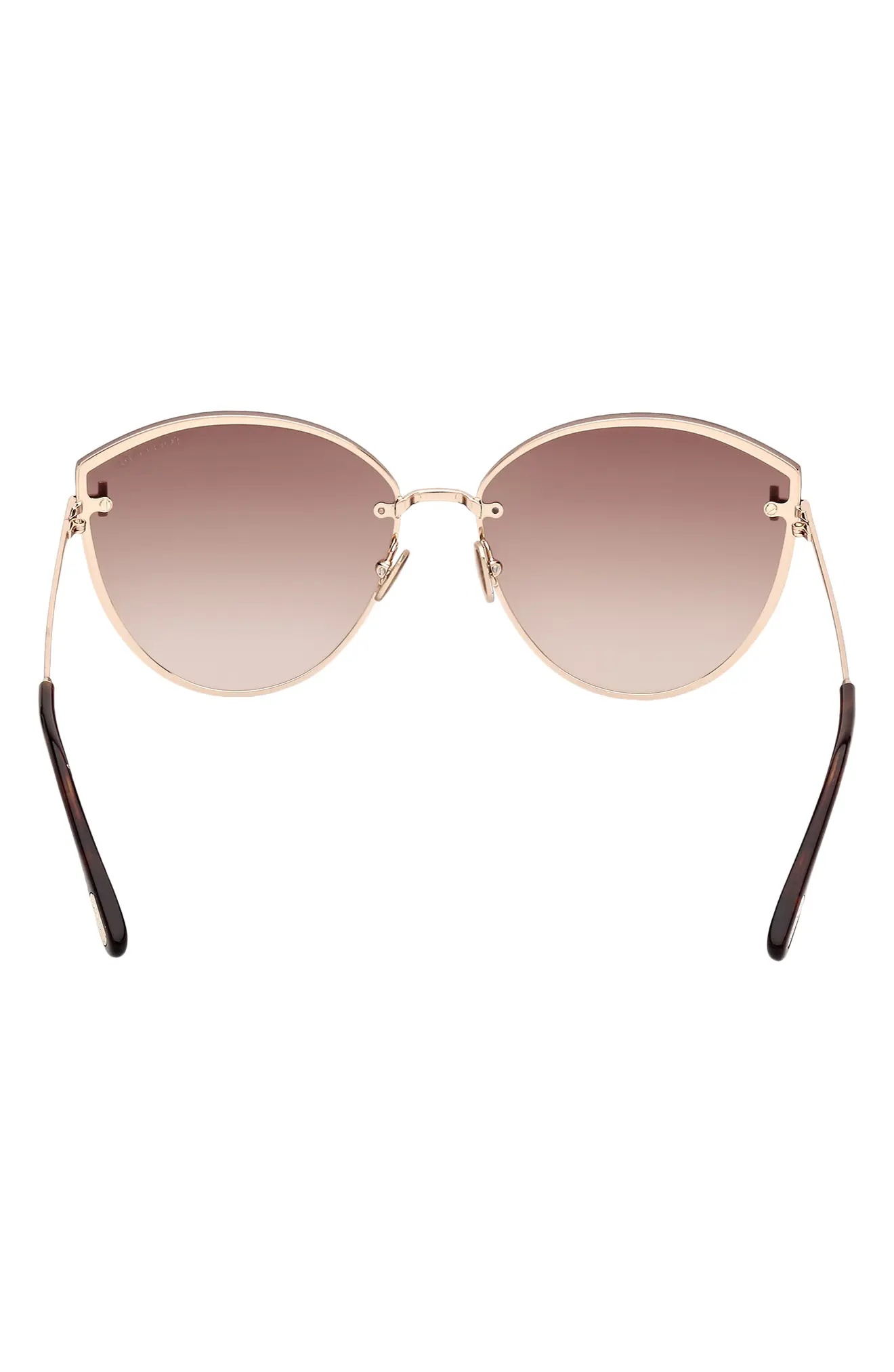 Evangeline 63mm Oversize Gradient Cat Eye Sunglasses in Shiny Rose Gold /Brown Gold - 5