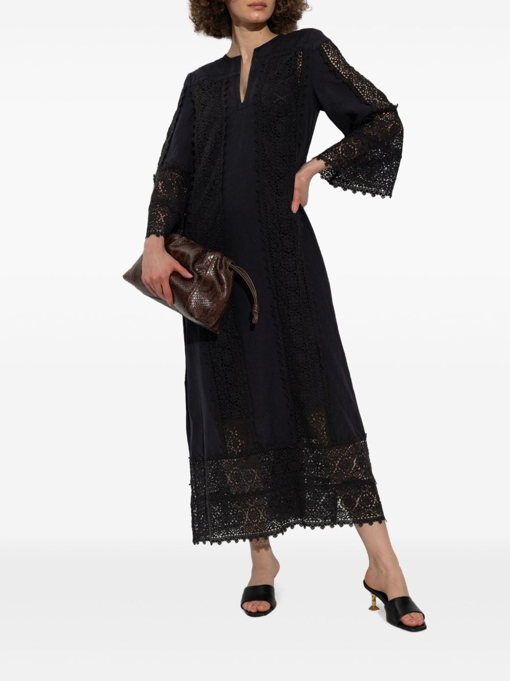 lace-panel midi dress - 2